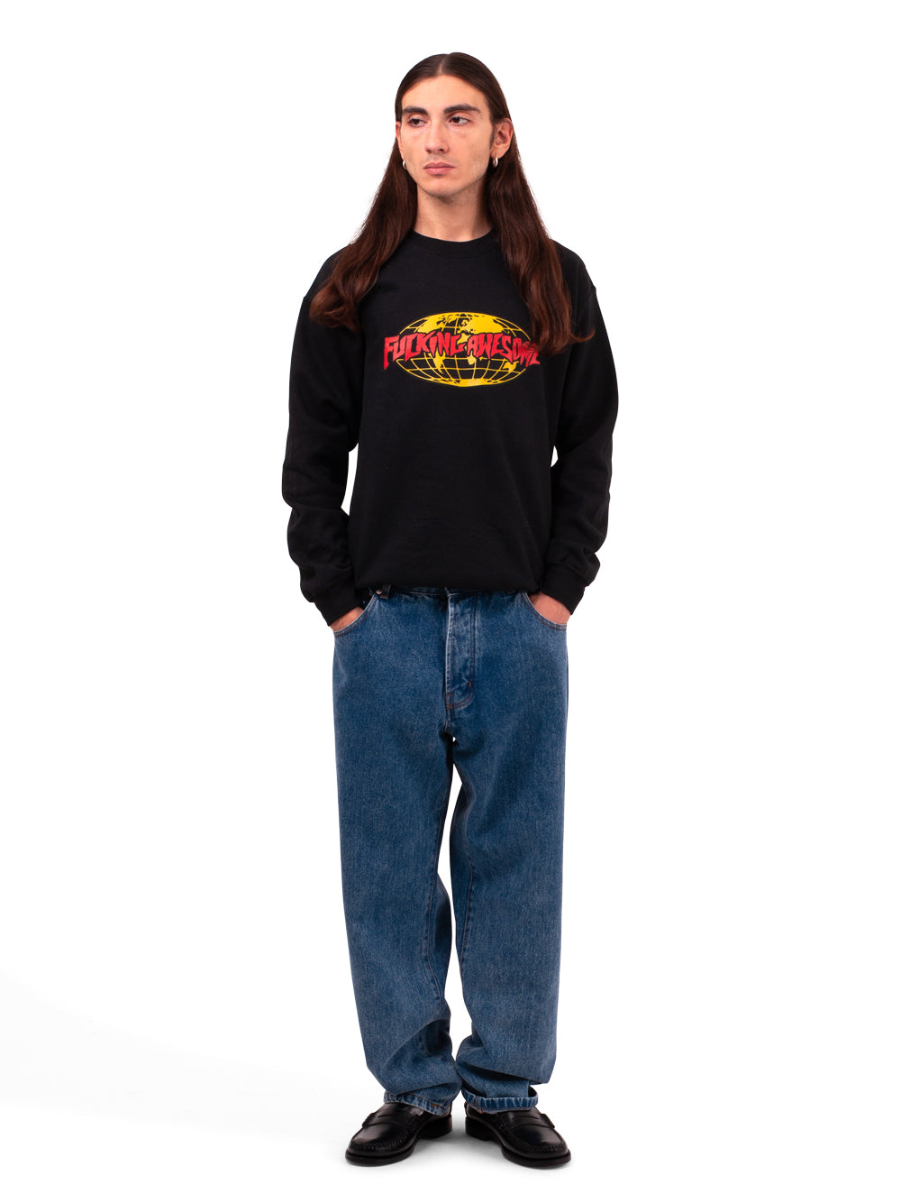 Fucking Awesome FA WORLD LOGO CREWNECKBLK