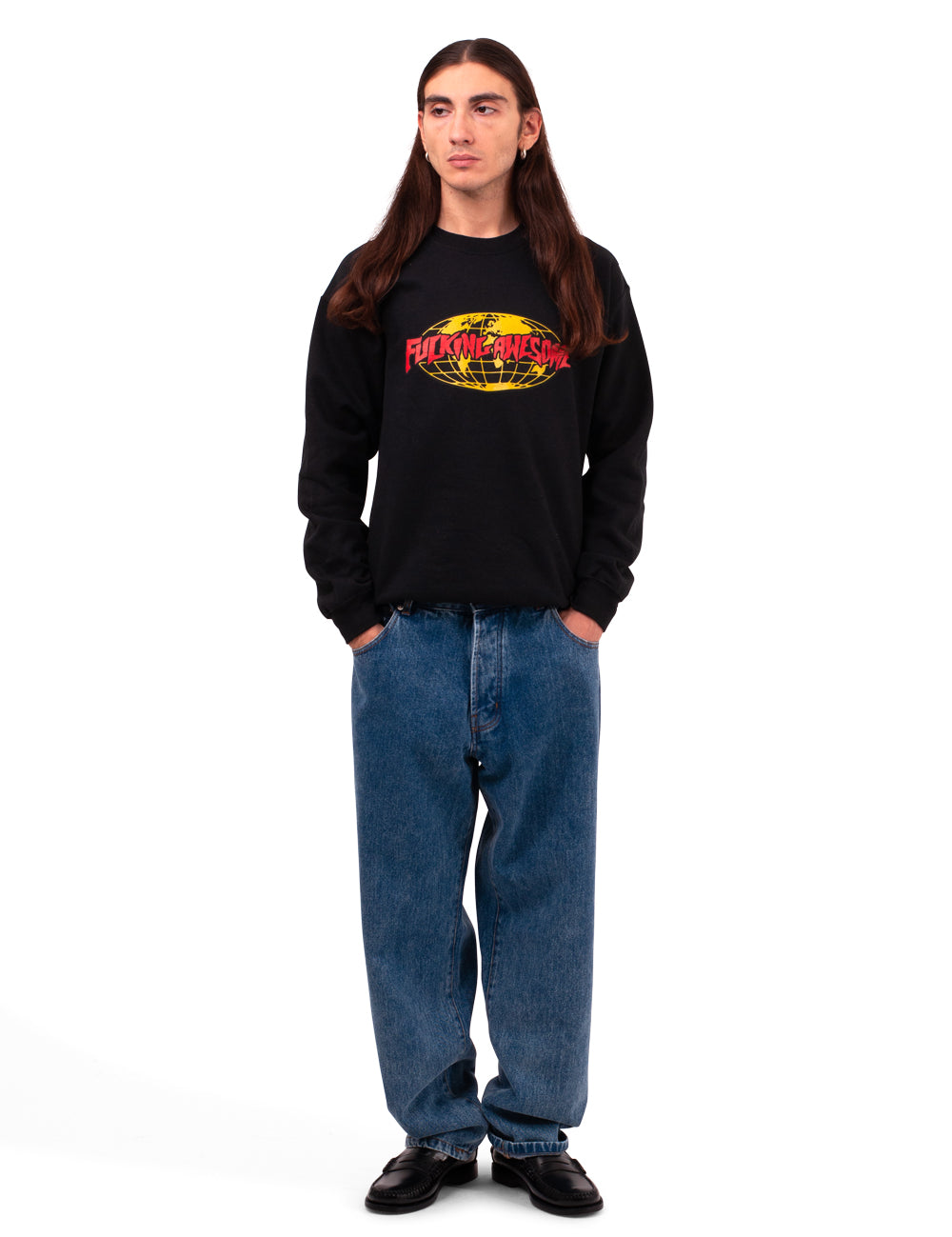 Fucking Awesome FA WORLD LOGO CREWNECKBLK