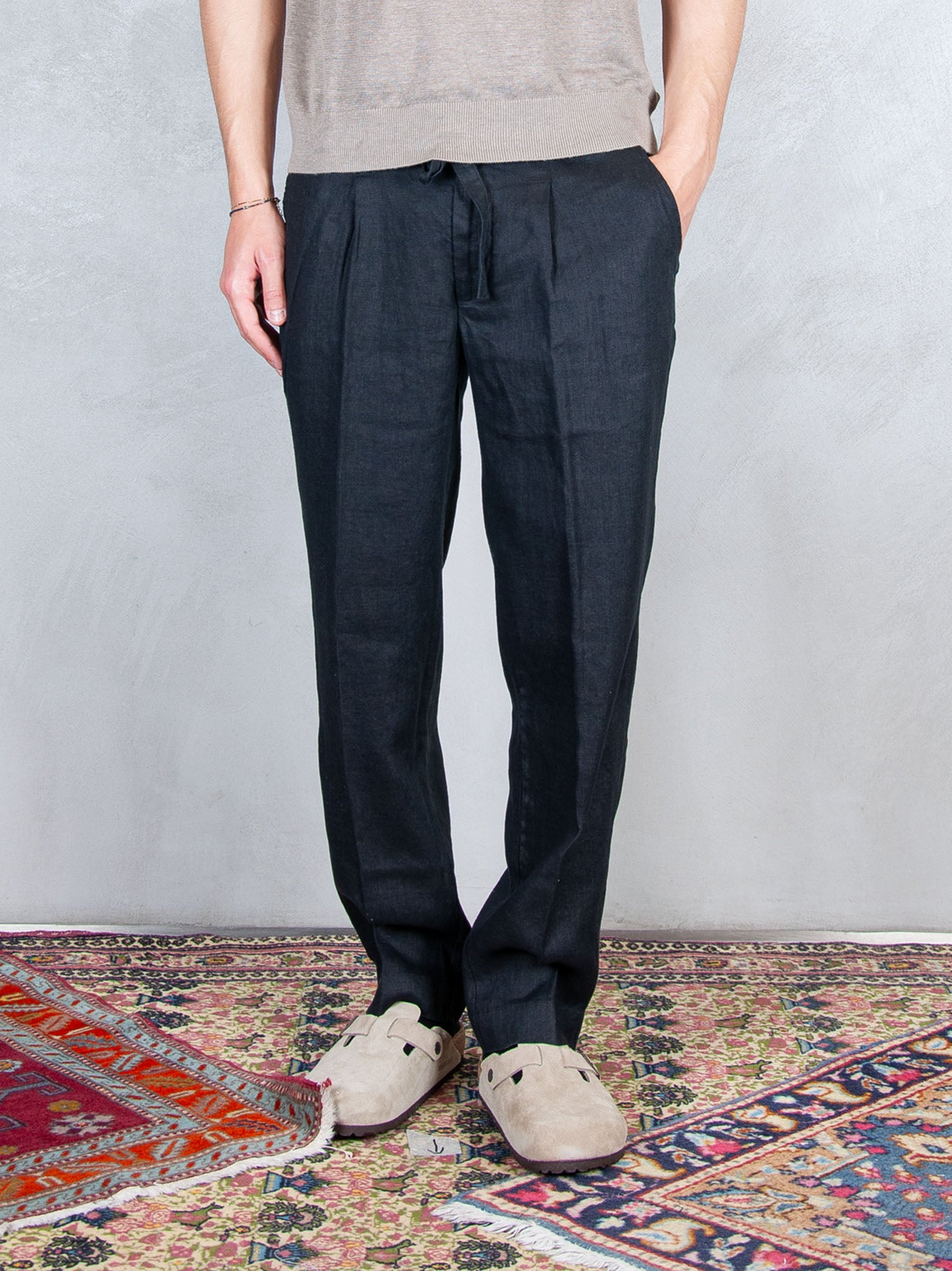 Seinse Pantaloni Coulisse Lino PSE1527 NERO Seinse 