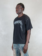 Acupuncture T-shirt   <BR/>Studded Metal STUDDED METAL WASHED BLACK Acupuncture 