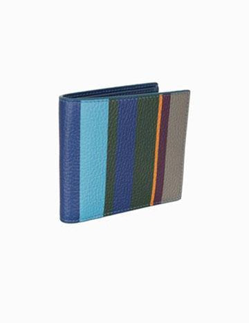 >Portafoglio piccolo con portamonete uomo pelle martellata blu righe multicolor AP515787 32648 Gallo 