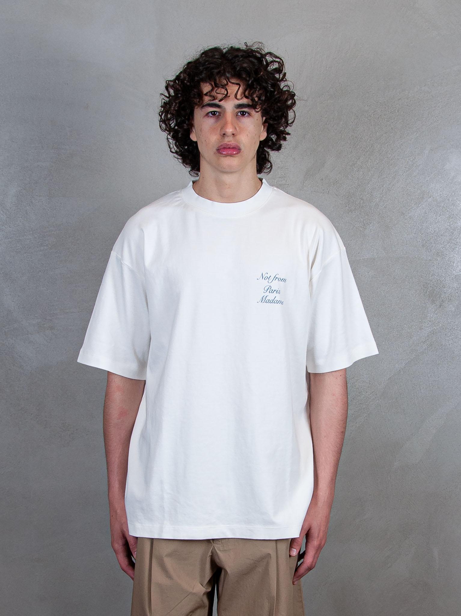 Le T-Shirt Slogan Cursive G-TS209-CO002 OW Drôle De Monsieur 