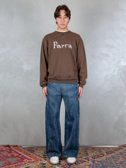 Parra Felpa <BR/>Weird Trad Logo crewneck 54321 BROWN Parra 
