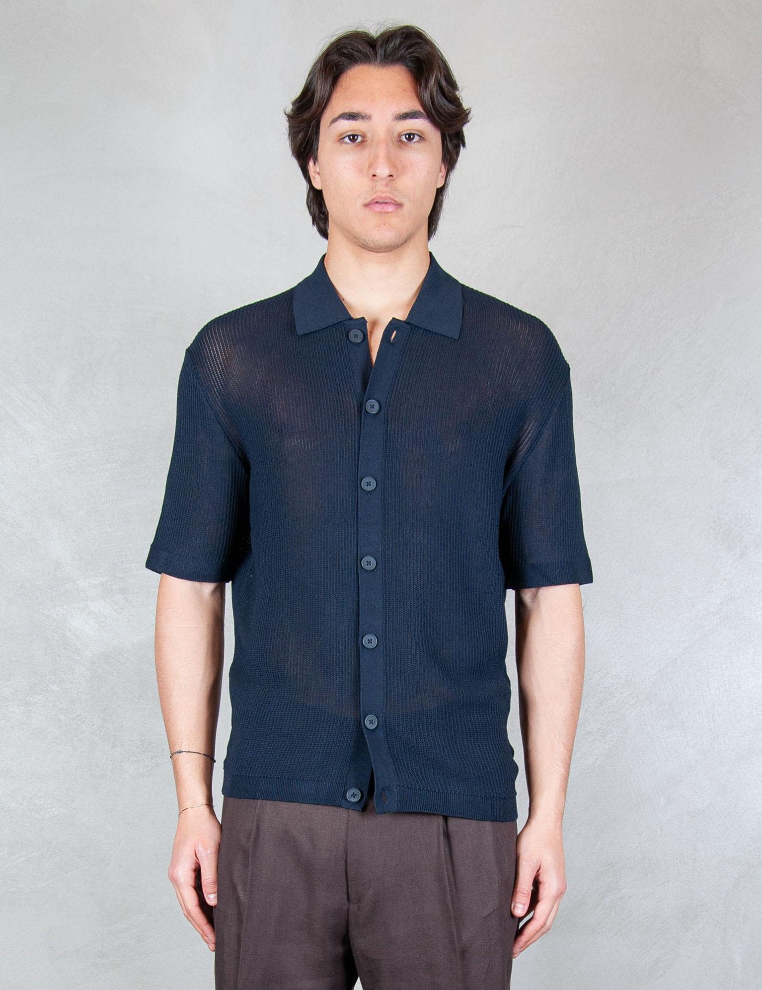 >Camicia Traforata ME3204 BLUE NAVY Seinse 