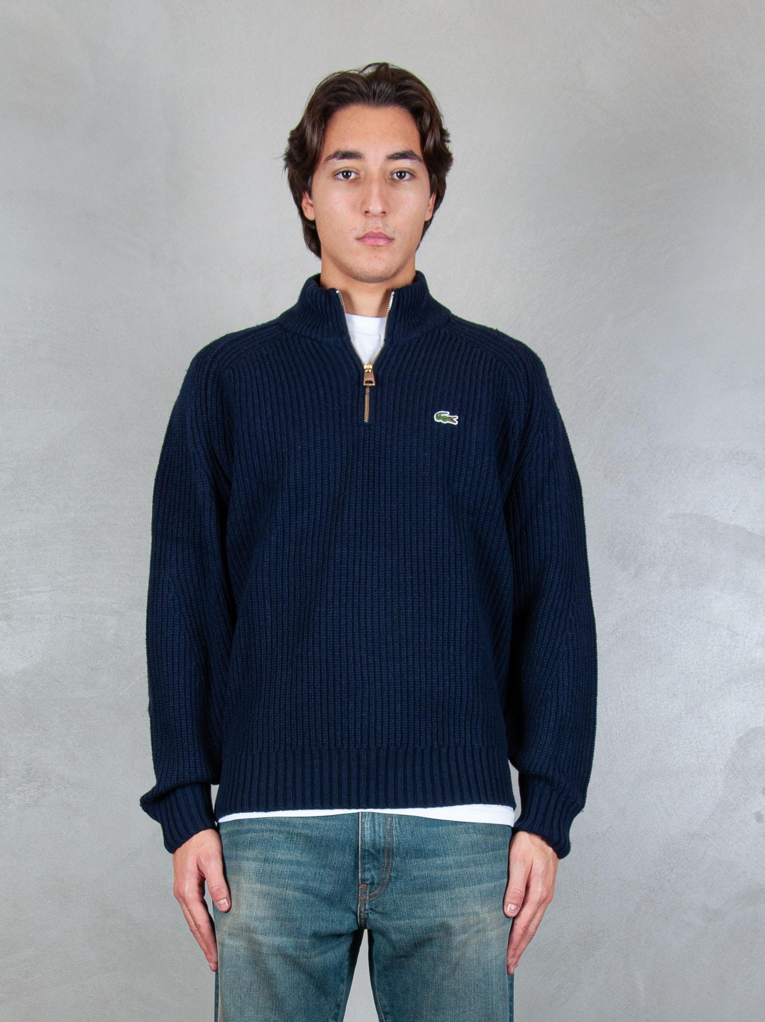 Lacoste Maglione half zip a coste in lana cardata AH3134 166 Lacoste 