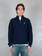 Lacoste <BR/>Maglione half zip a coste in lana cardata AH3134 166 Lacoste 