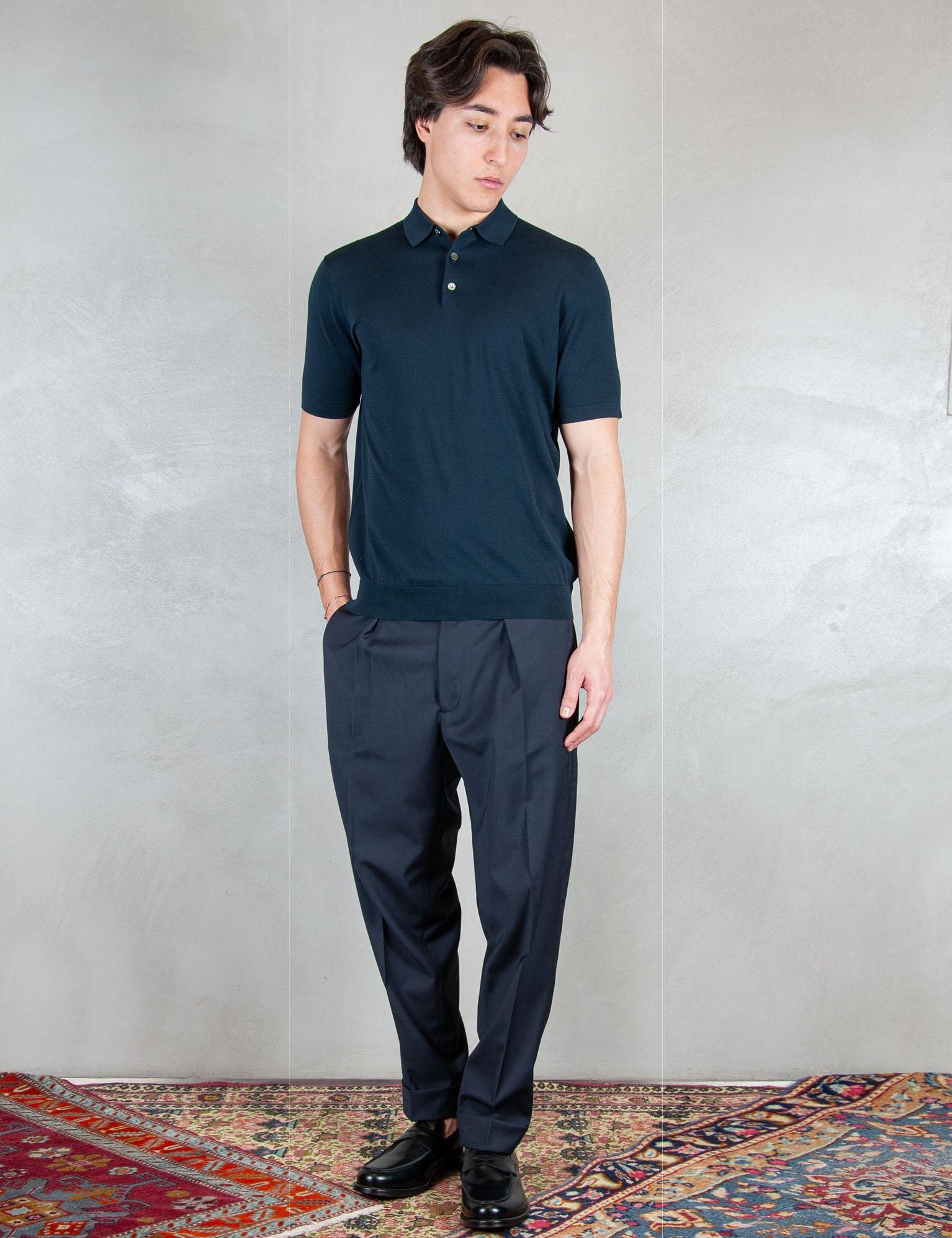 >Polo Cotone Egiziano DK17037 BLU NOTTE Raphael - Dkt 