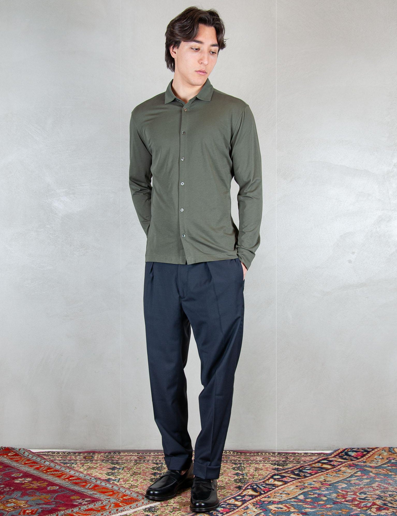 >Camicia Cotone Pima DK17109 MILITARE Raphael - Dkt 