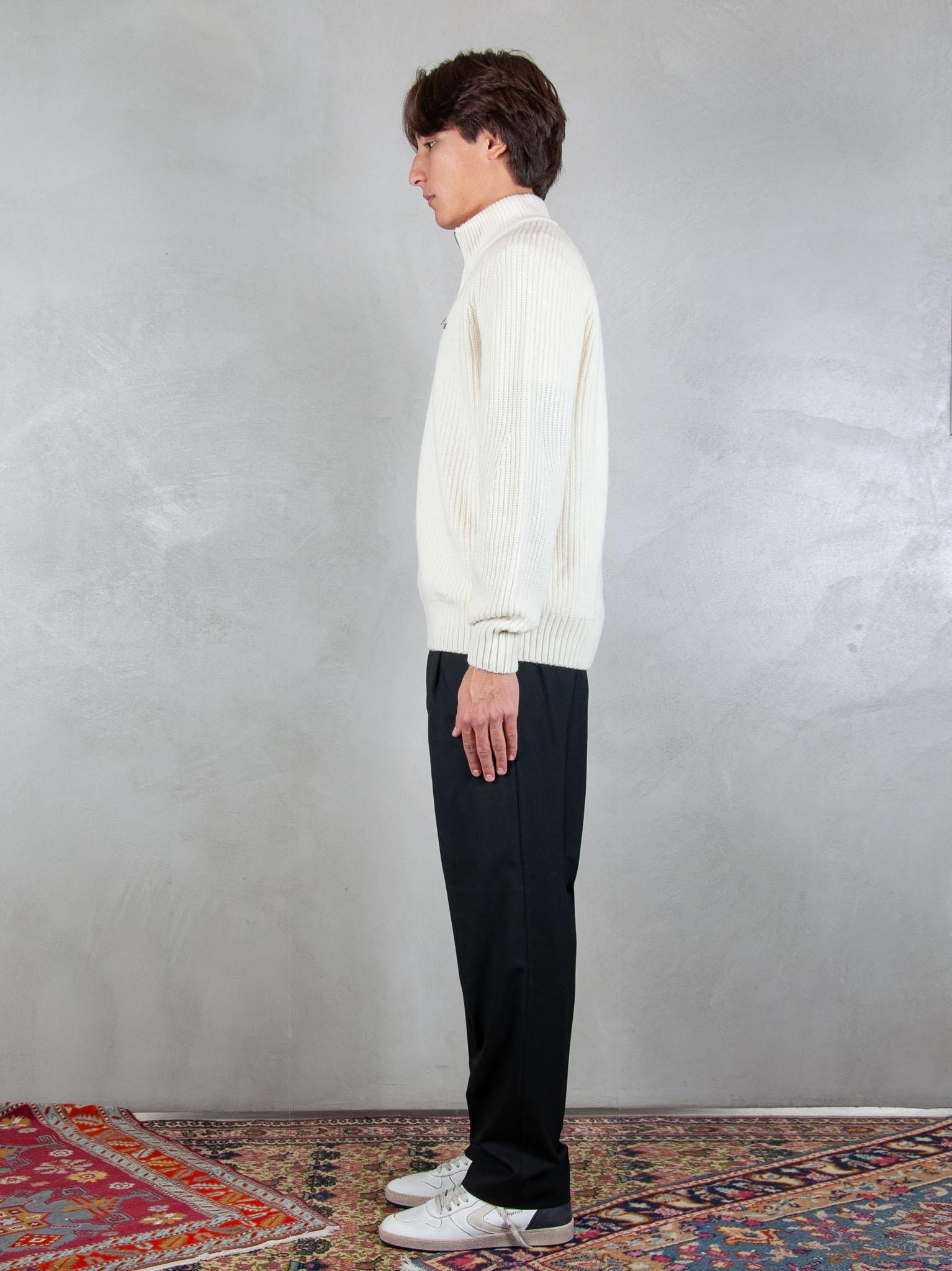 Lacoste Maglione half zip a coste in lana cardata AH3134 XFJ Lacoste 