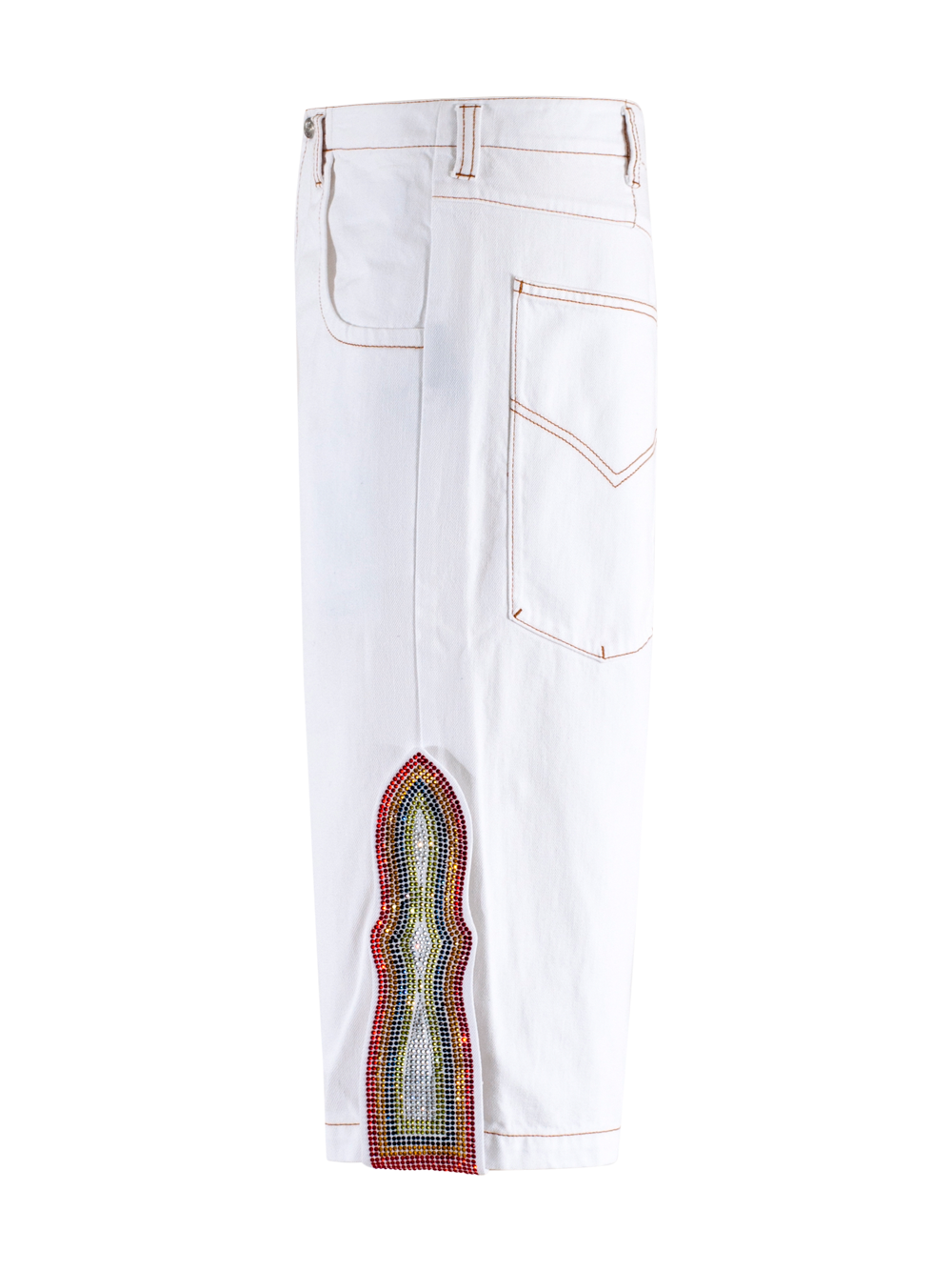 Rhinestoned Tongue Baggy Denim Shorts SP10-TW26A24 WHT BLUEMARBLE 