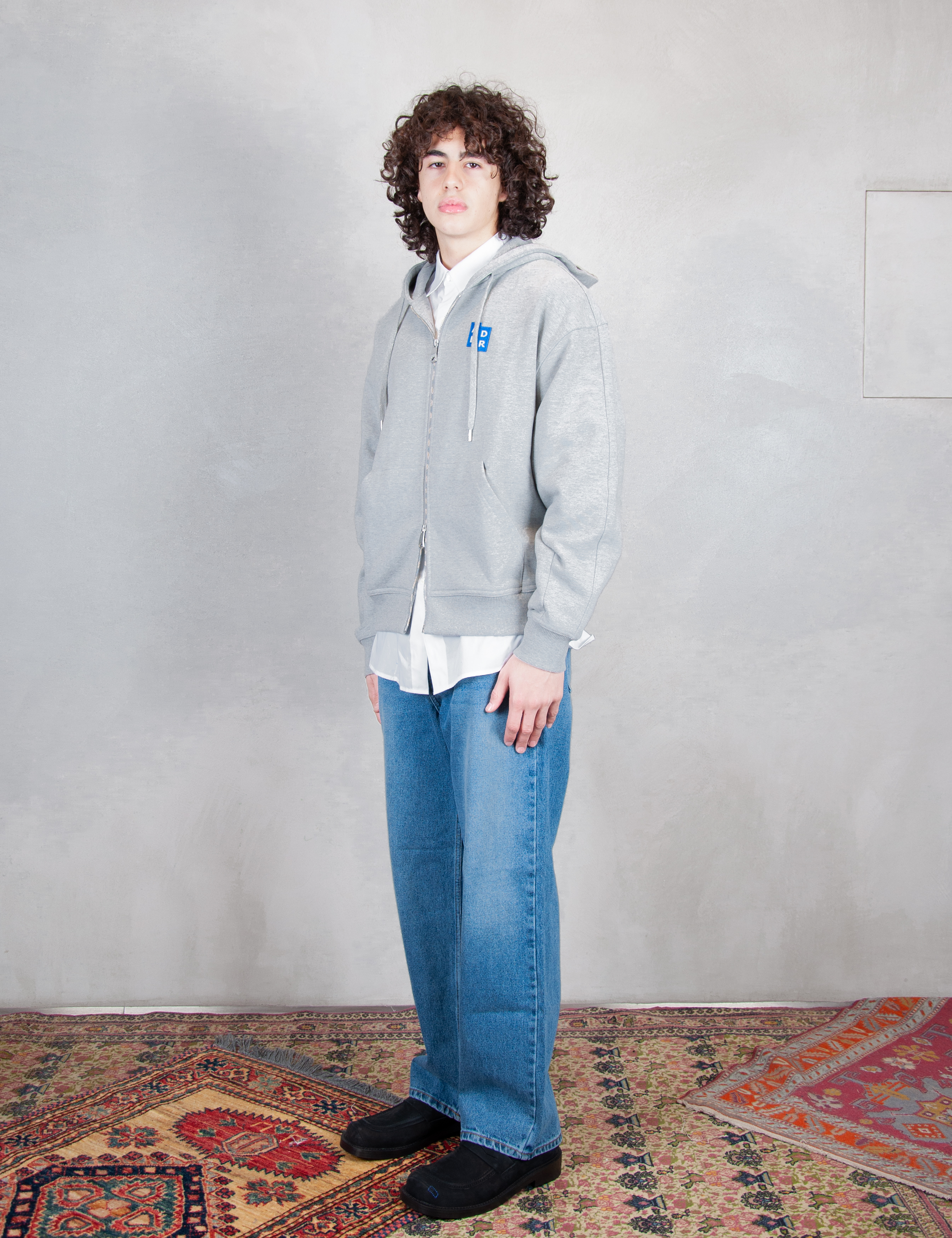 >Semi Oversized Zipped Hoodie BM42FYHD0401 GR-GREY Ader Error 