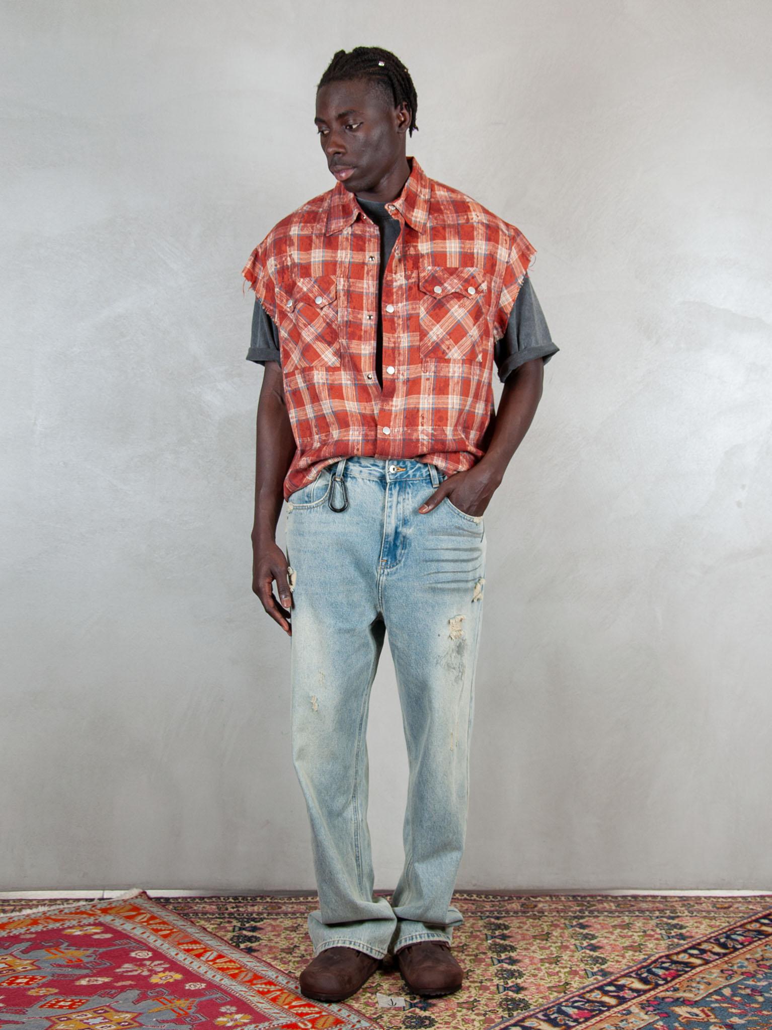 Acupuncture Camicia Texas Shirt TEXAS SLEEVLESS CHECK RED Acupuncture 