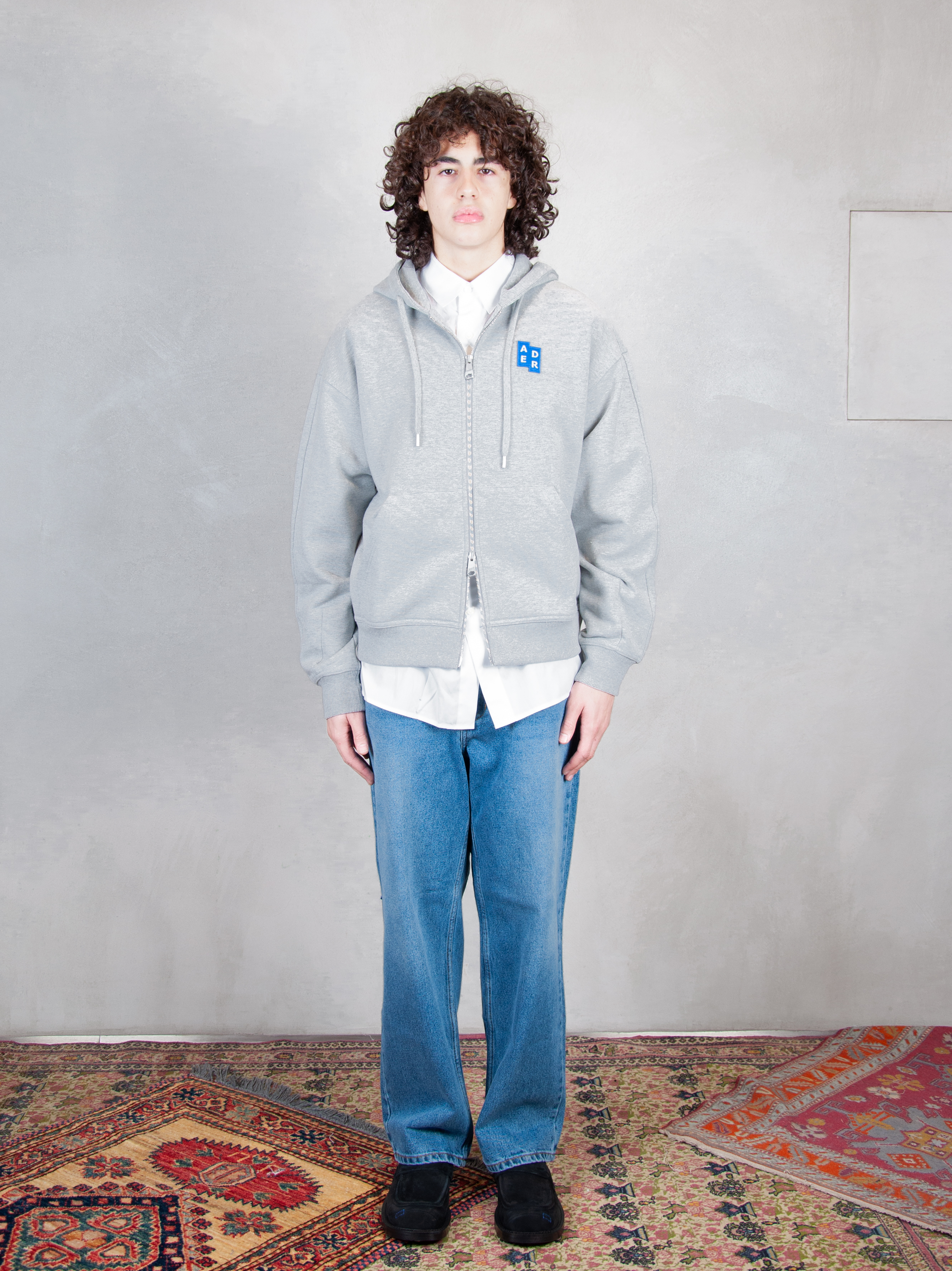 Ader Error Felpa Semi Oversized Zipped Hoodie BM42FYHD0401 GR-GREY Ader Error 