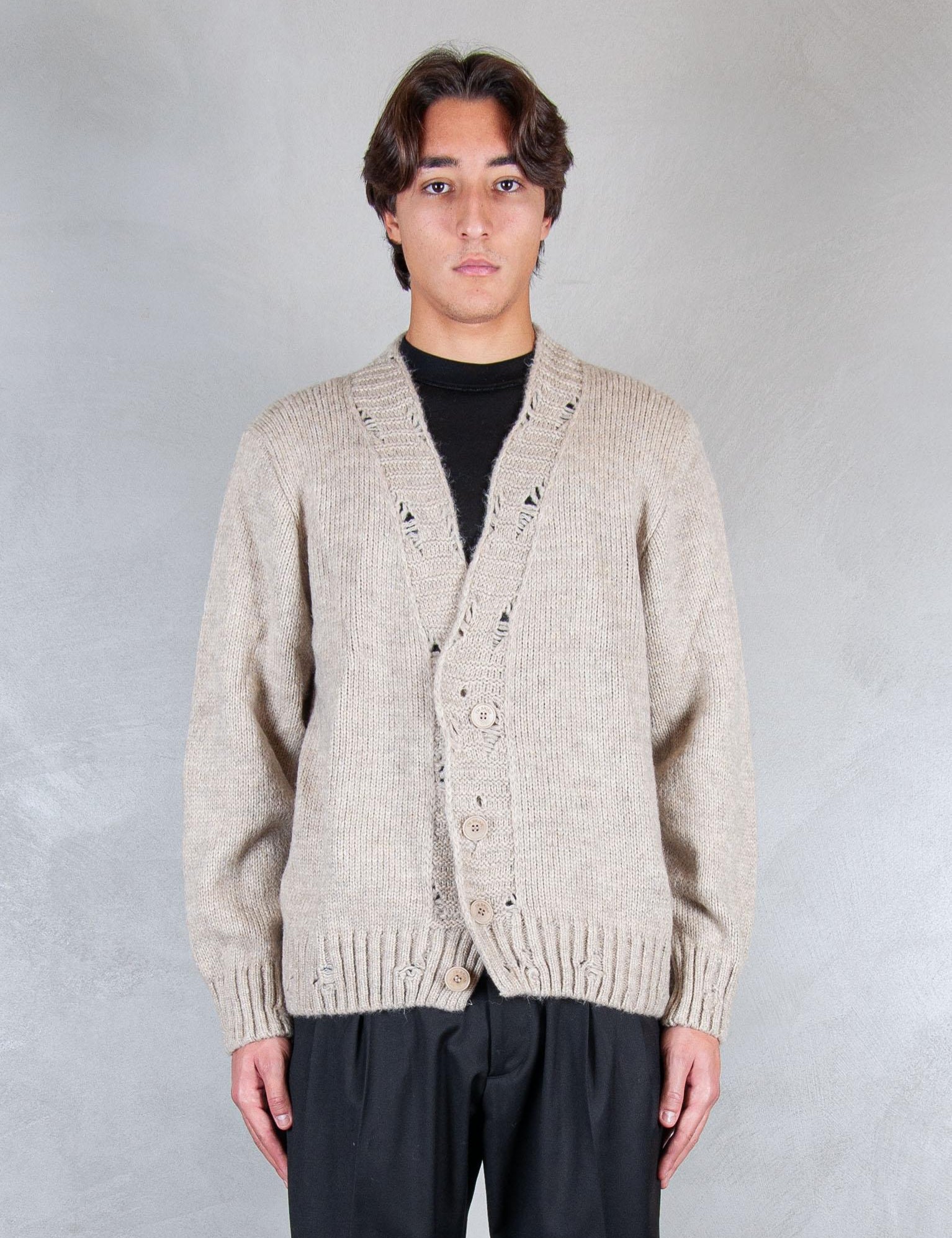 Maglia cardigan rotture MA3417 BEIGE I'm Brain 