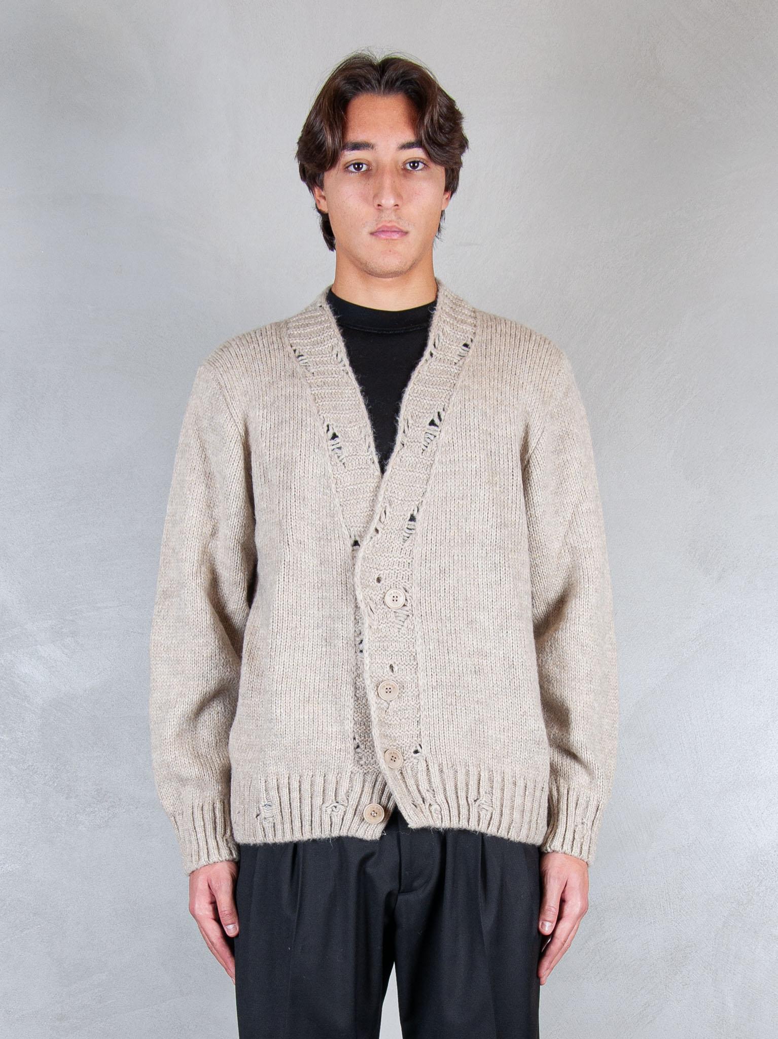 Maglia cardigan rotture MA3417 BEIGE I'm Brain 
