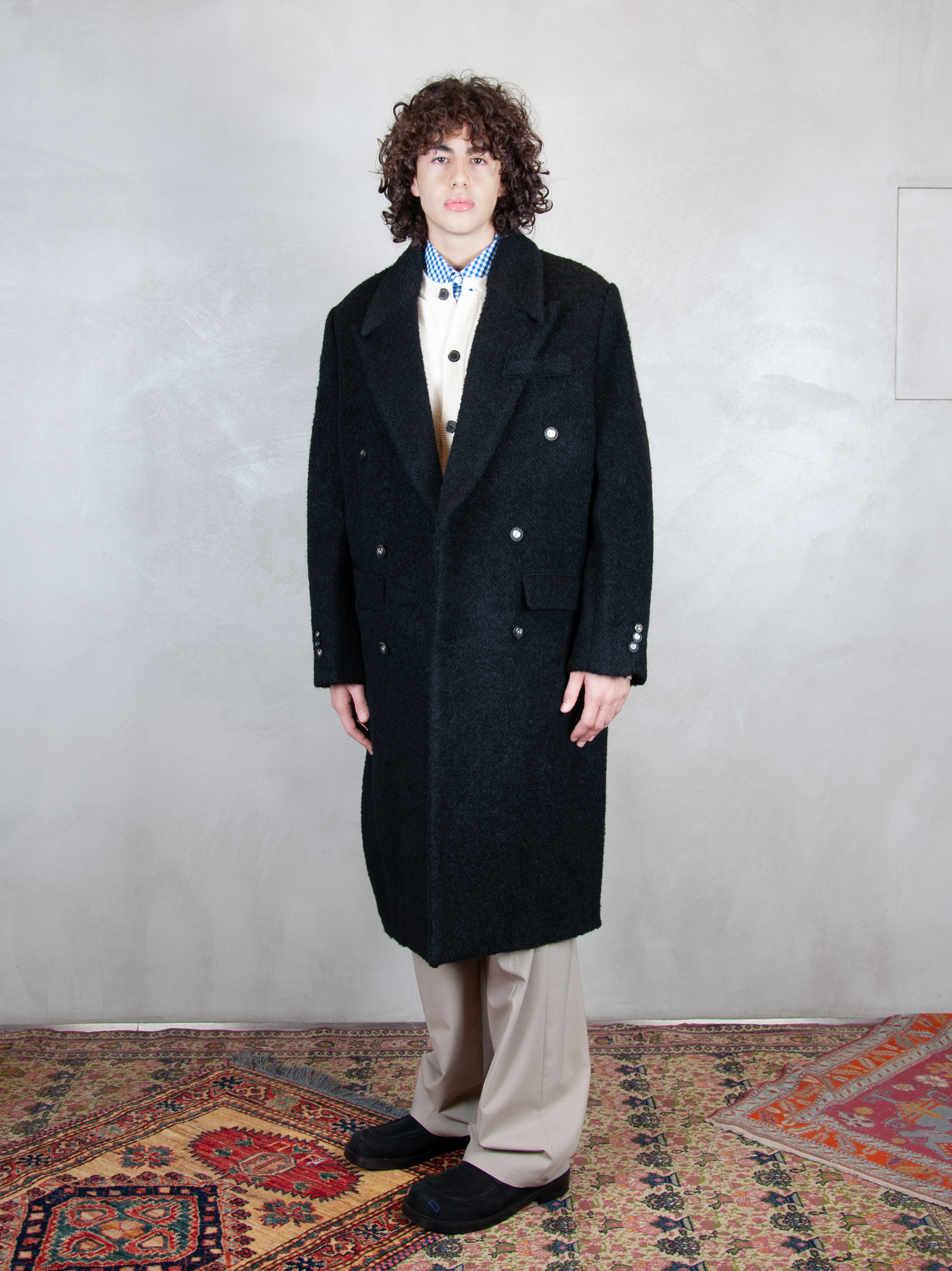 Ader Error Cappotto Oversized Double Breasted Coat BN01FWCT0103 BK-NOIR Ader Error 