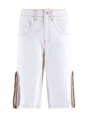 Rhinestoned Tongue Baggy Denim Shorts SP10-TW26A24 WHT BLUEMARBLE 