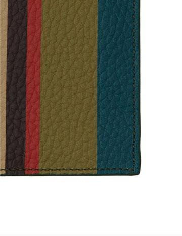 >Porta carta di credito unisex in pelle martellata bordò righe multicolor AP515786 32648 Gallo 