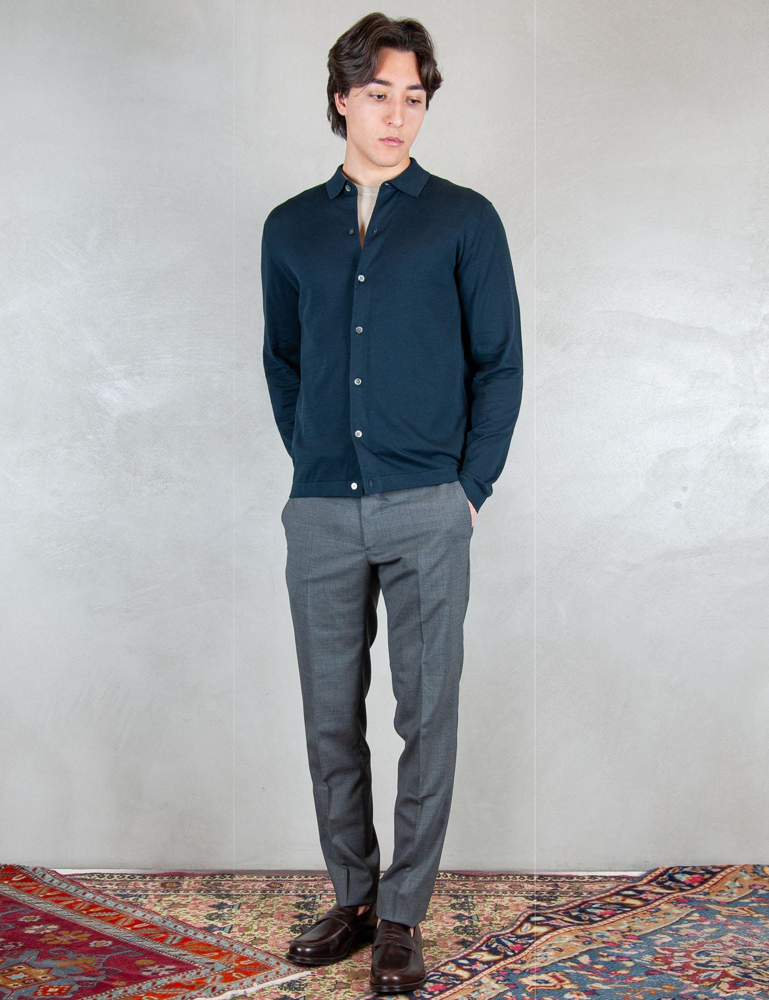 >Camicia Cotone Egiziano DK17039 BLU NOTTE Raphael - Dkt 