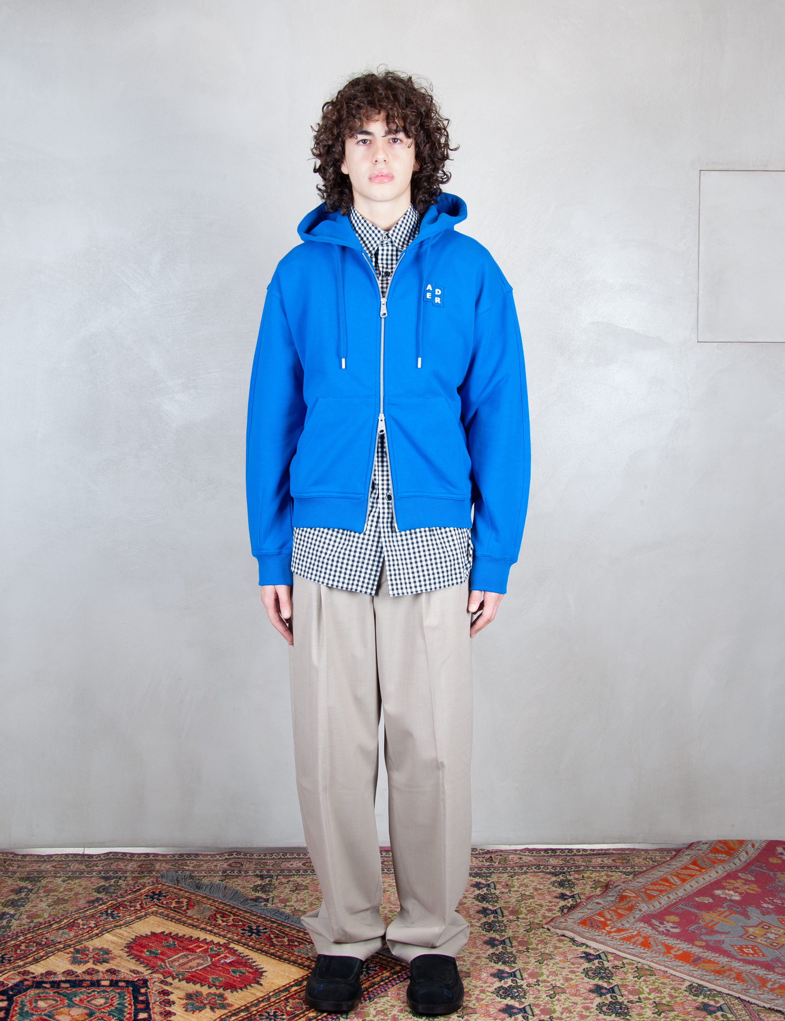>Semi Oversized Zipped Hoodie BM42FYHD0401 BL-BLUE Ader Error 