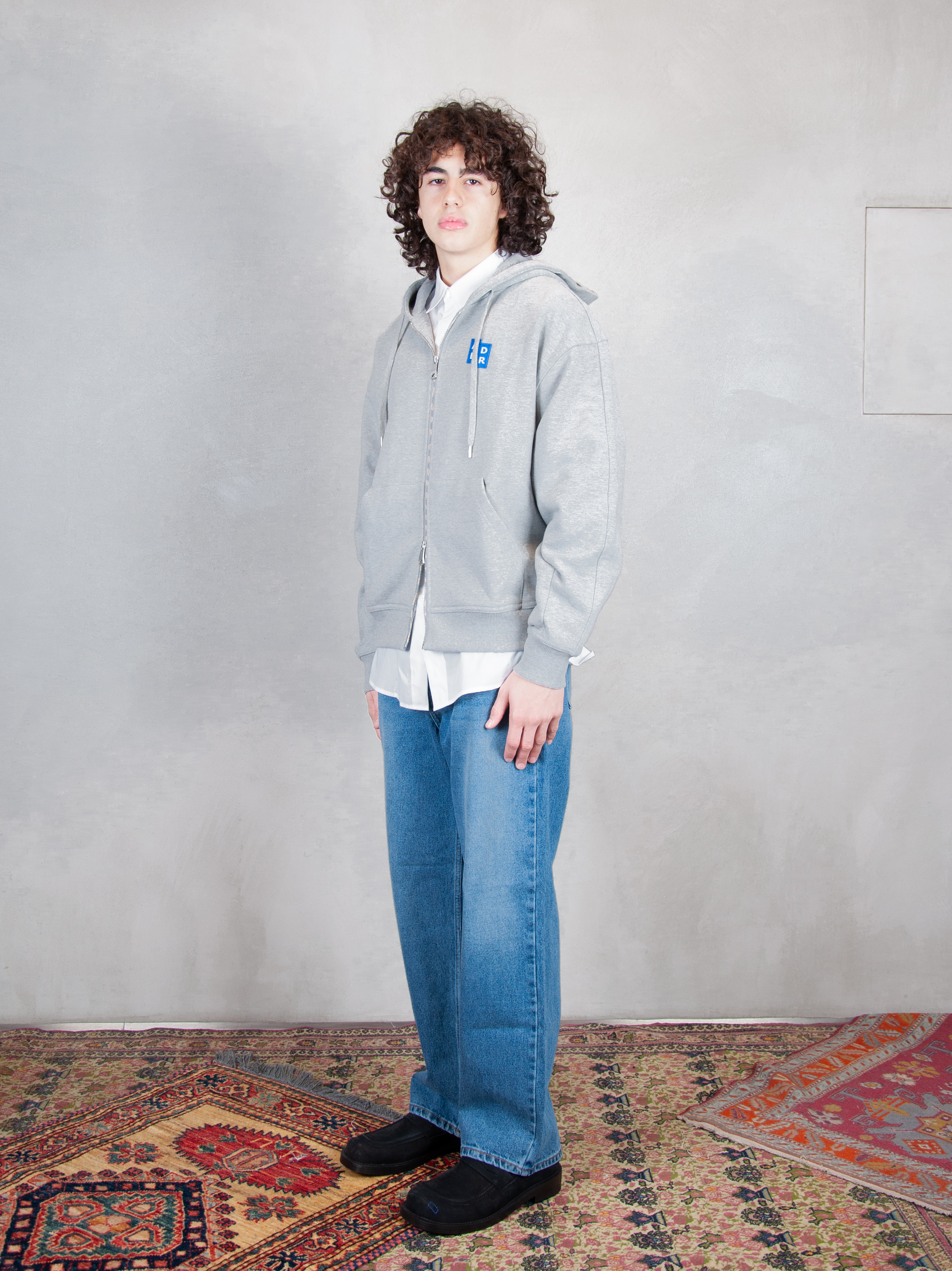 Ader Error Felpa Semi Oversized Zipped Hoodie BM42FYHD0401 GR-GREY Ader Error 