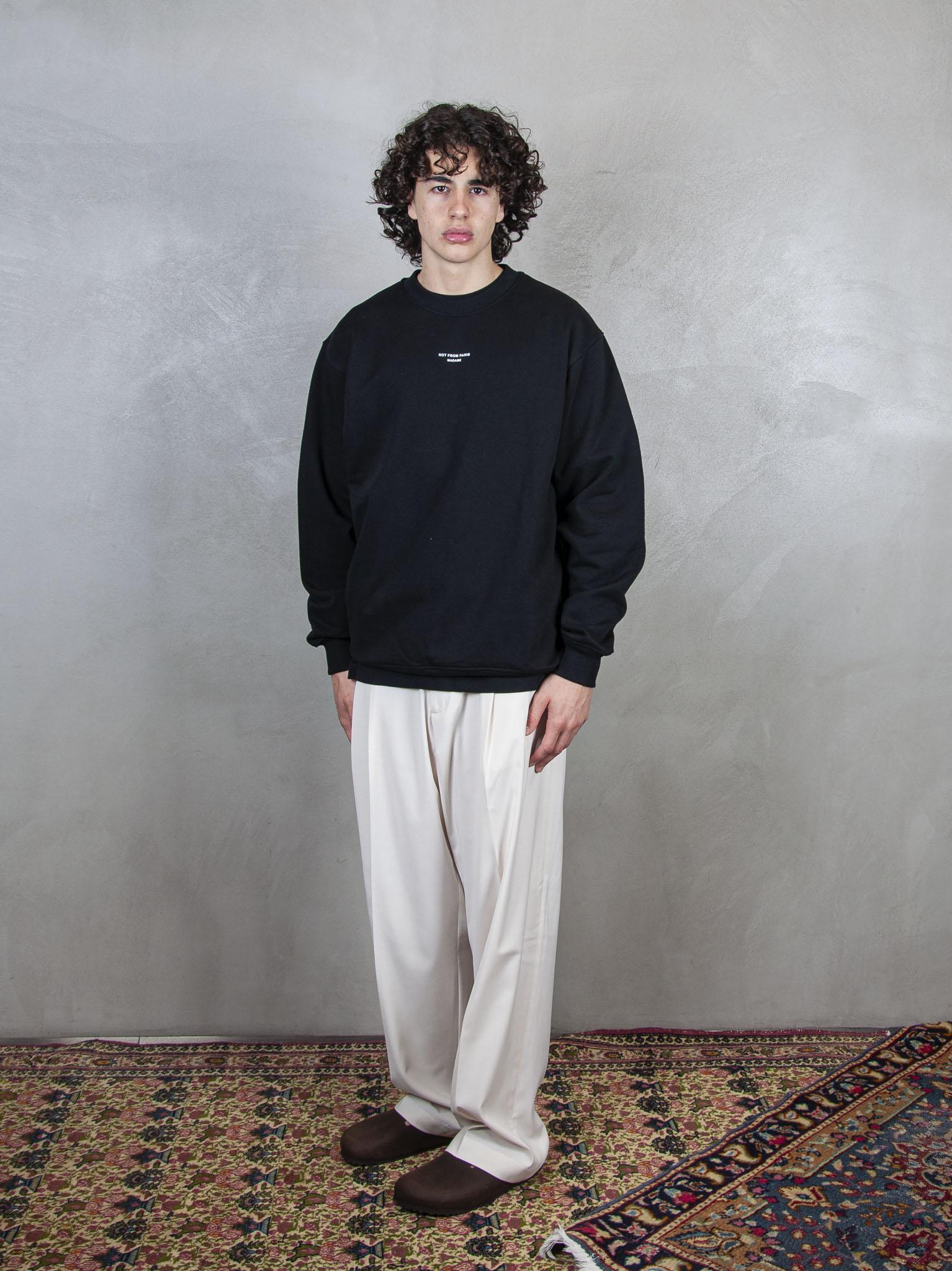Le Sweatshirt Slogan Classique SW148-CO127 BL Drôle De Monsieur 