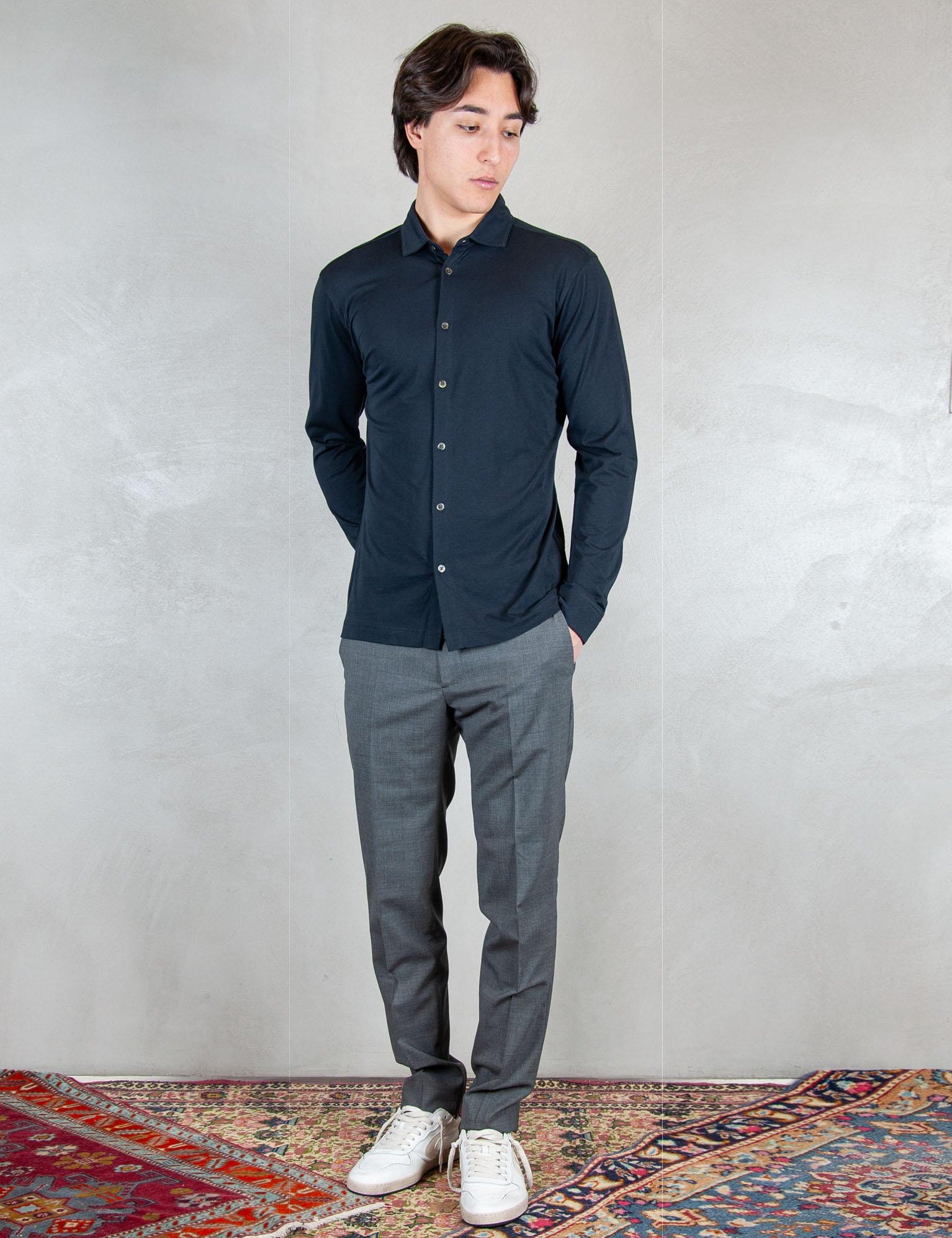 >Camicia Cotone Pima DK17109 BLU NOTTE Raphael - Dkt 