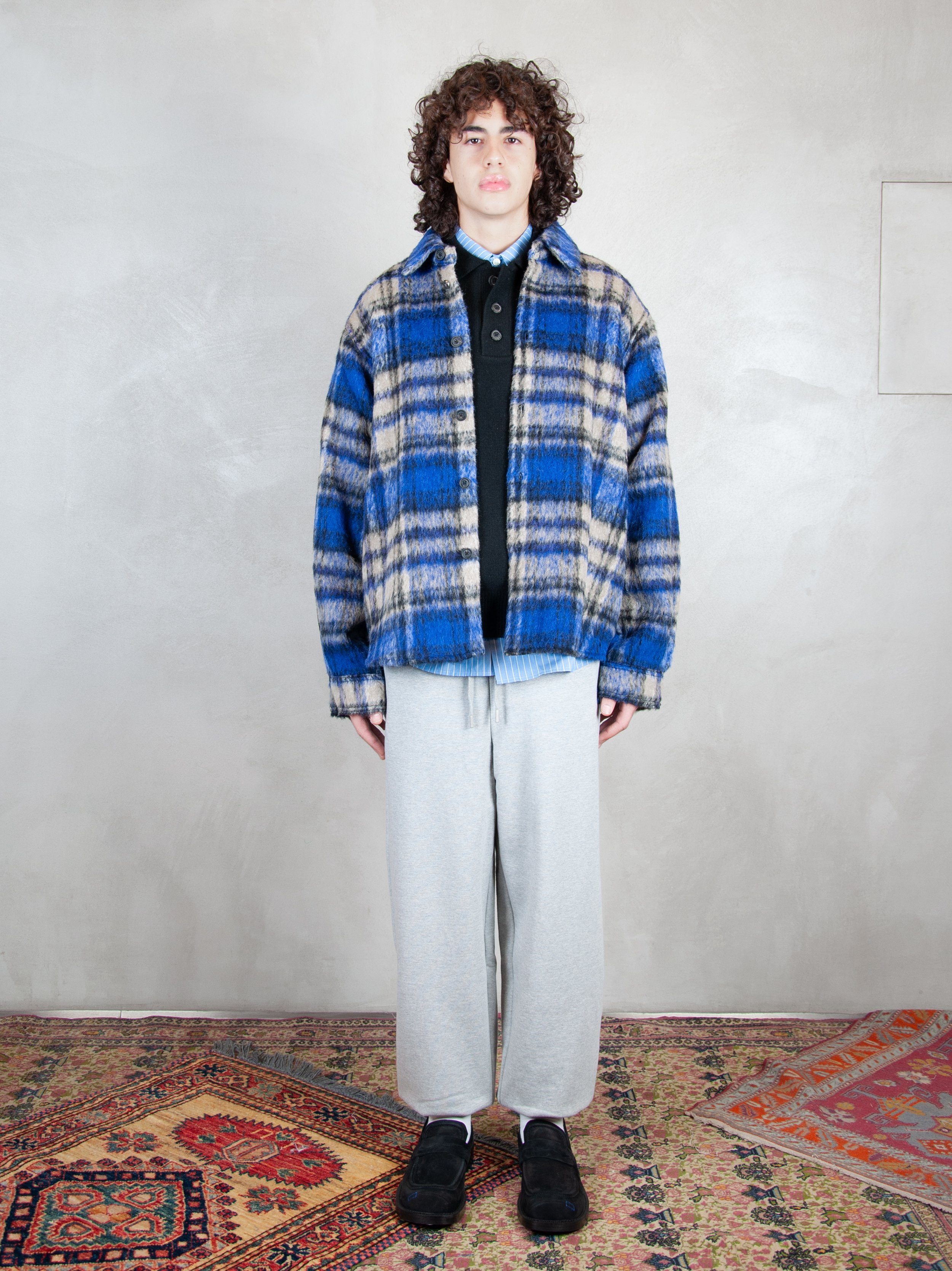 Ader Error Giubbotto Check Fabric Overshirt BN01FWJK0118 BL-BLUE Ader Error 