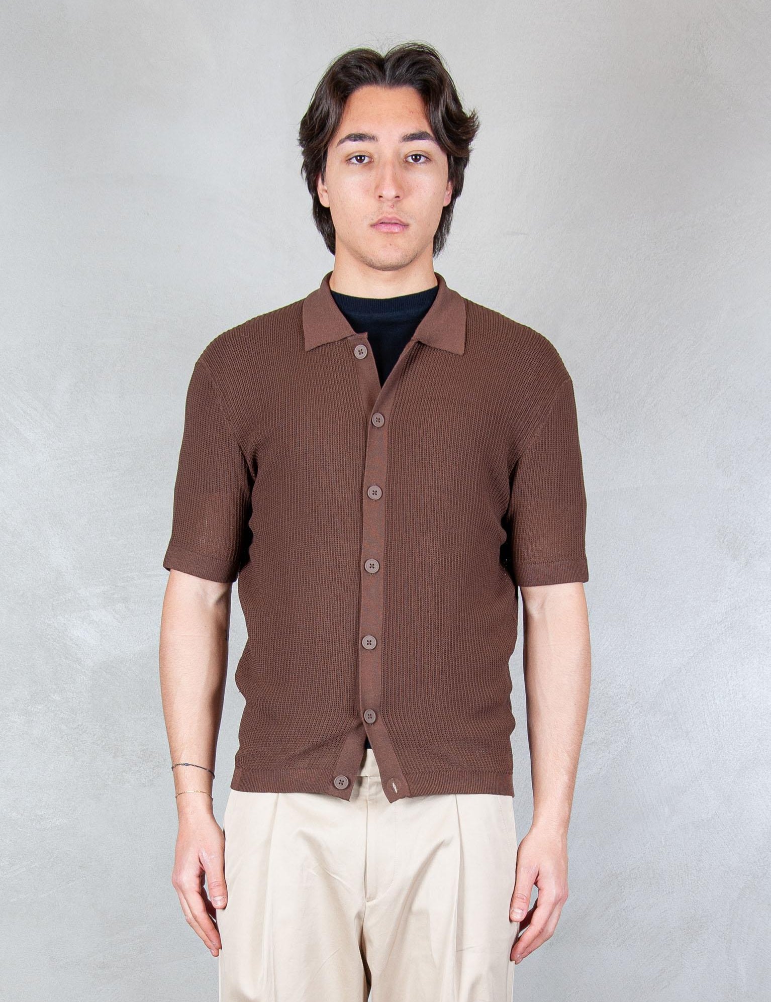 >Camicia Traforata ME3204 MOKA Seinse 