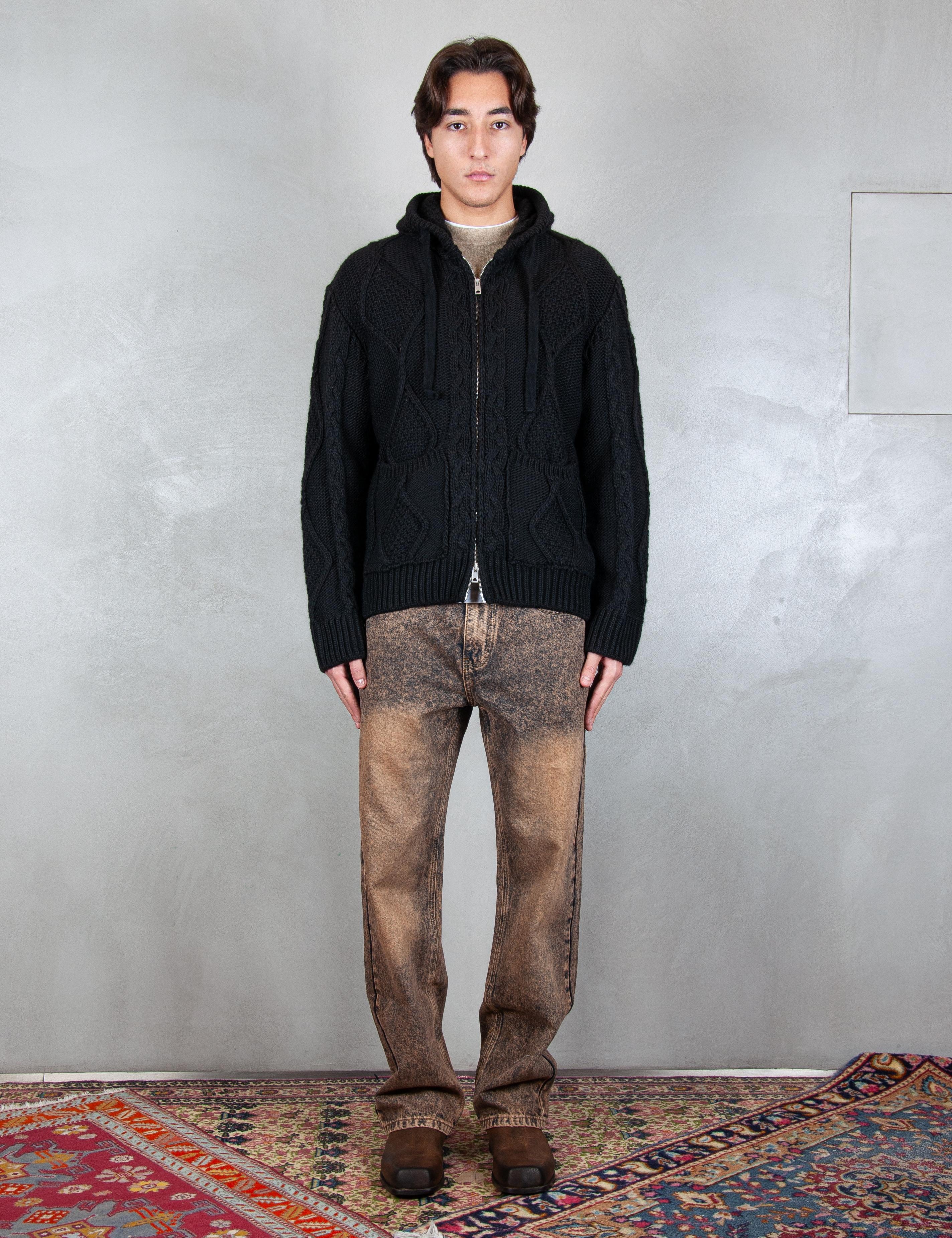 Maglia zip treccia MA3403 NERO I'm Brain 