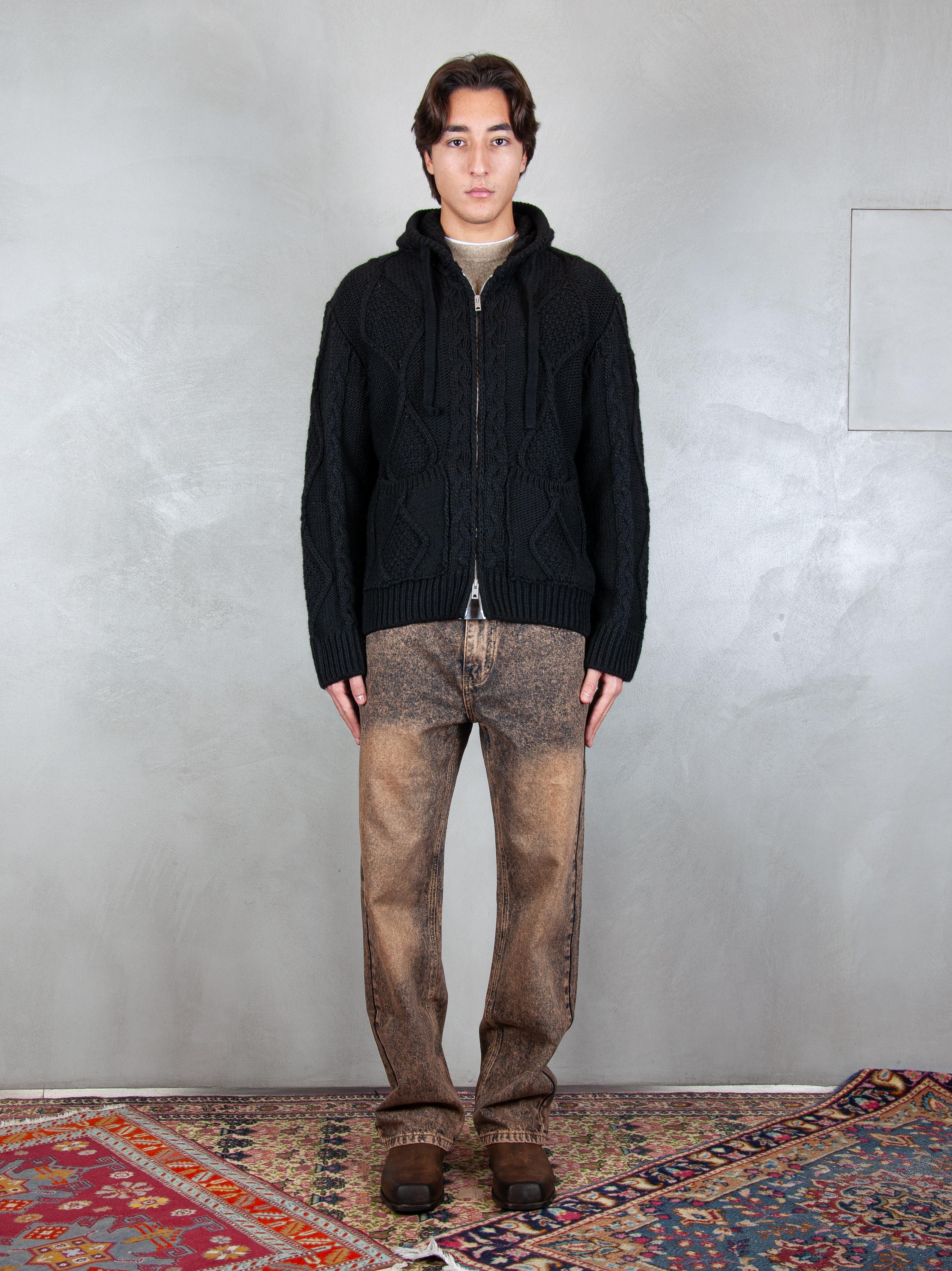 Maglia zip treccia MA3403 NERO I'm Brain 