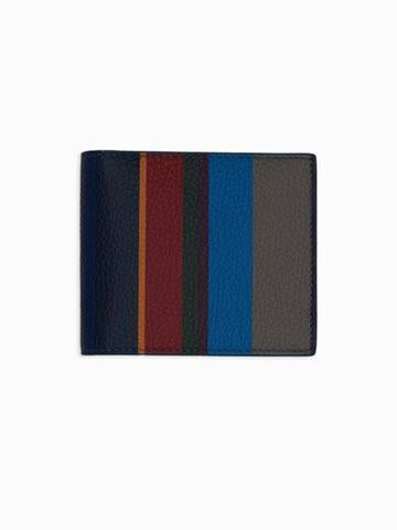 Gallo Portafoglio piccolo con portamonete uomo pelle martellata blu righe multicolor AP515787 32648 Gallo 