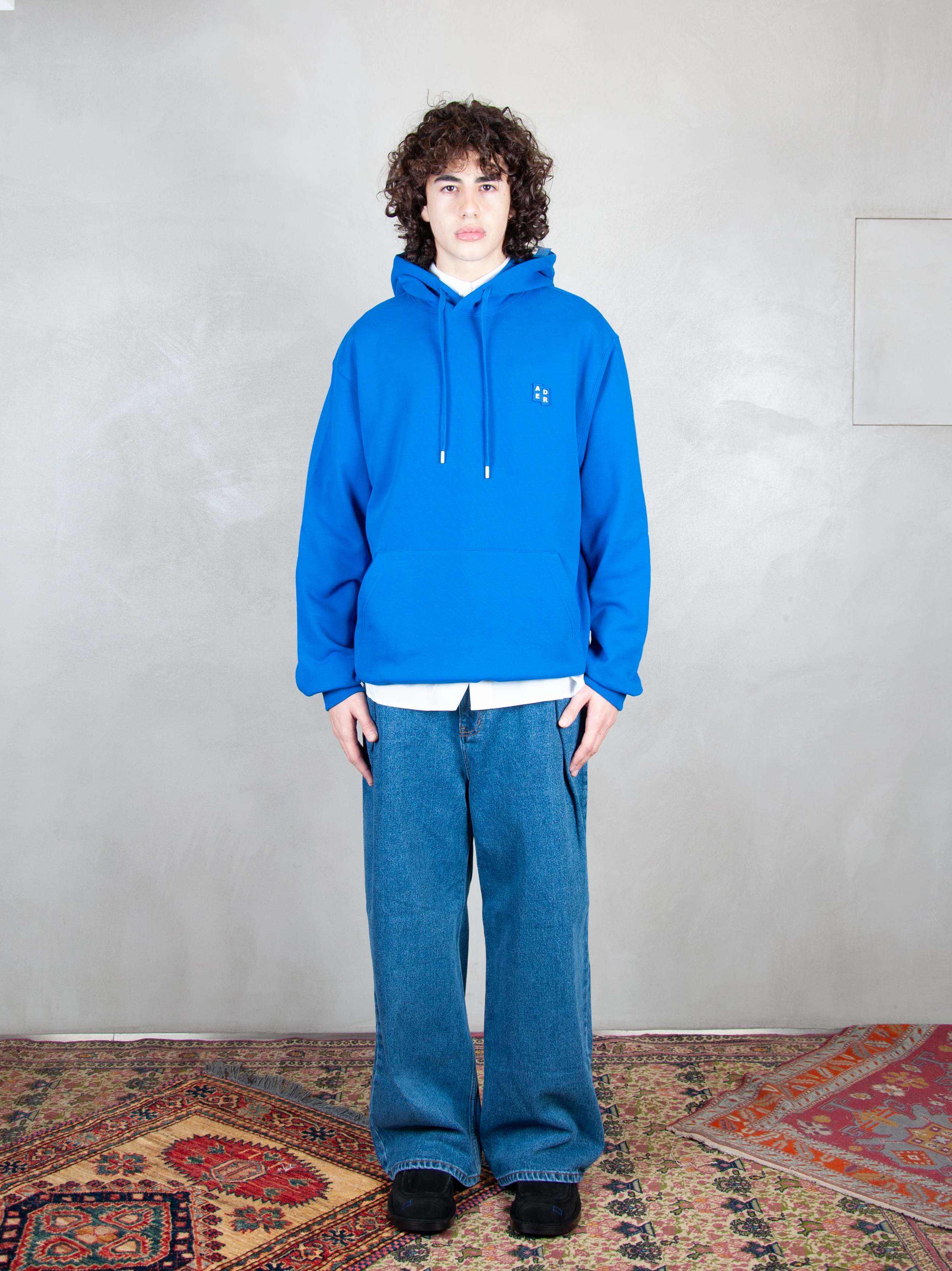 Ader Error Felpa Semi Oversized Hoodie BMSGFYHD0101 BL-BLUE Ader Error 