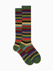 Gallo <BR/>Calze lunghe uomo cotone verde righe pari AP103118 32601 Gallo 