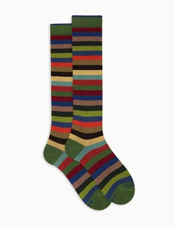 >Calze lunghe uomo cotone verde righe pari AP103118 32601 Gallo 