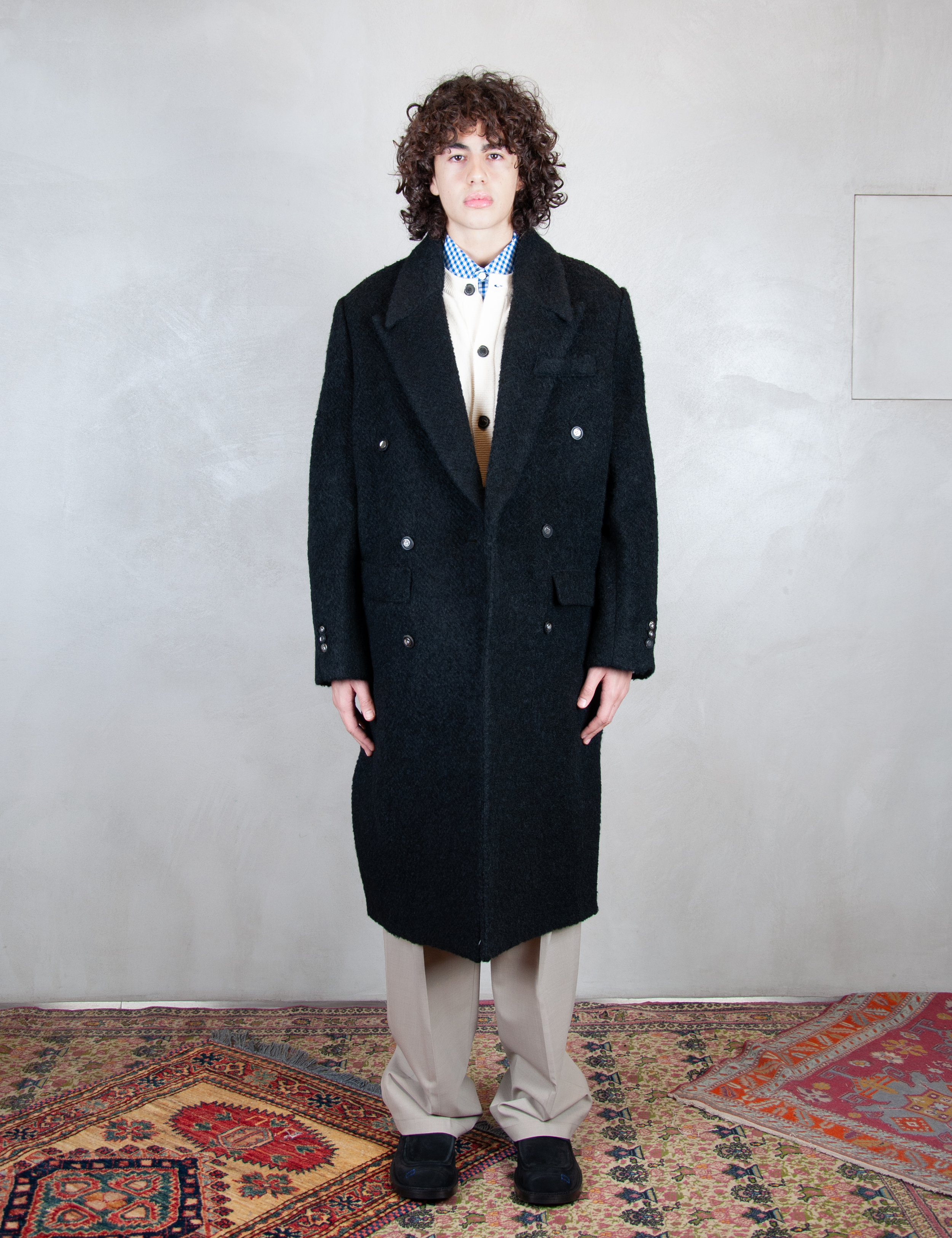 >Oversized Double Breasted Coat BN01FWCT0103 BK-NOIR Ader Error 