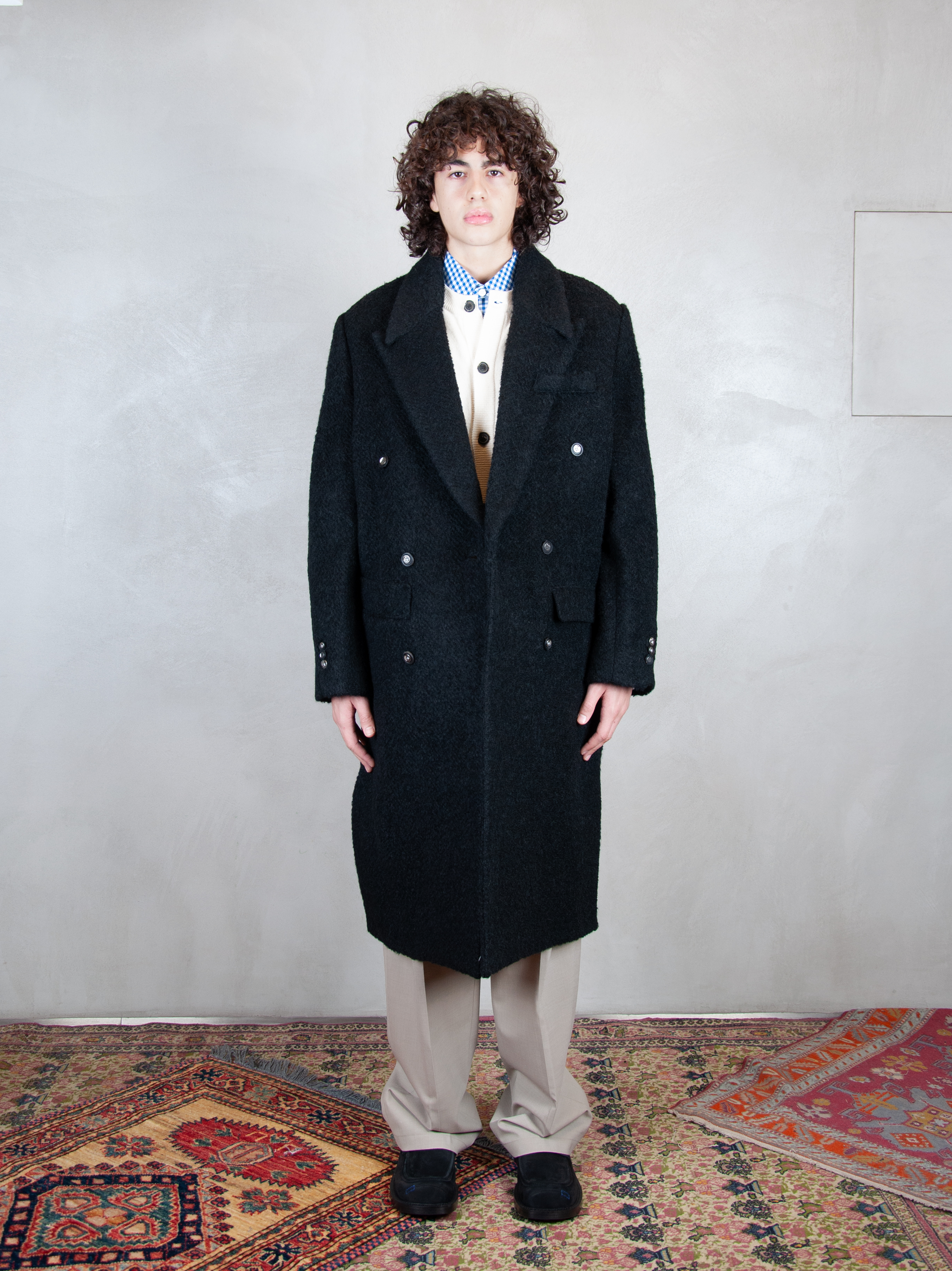 Ader Error Cappotto Oversized Double Breasted Coat BN01FWCT0103 BK-NOIR Ader Error 