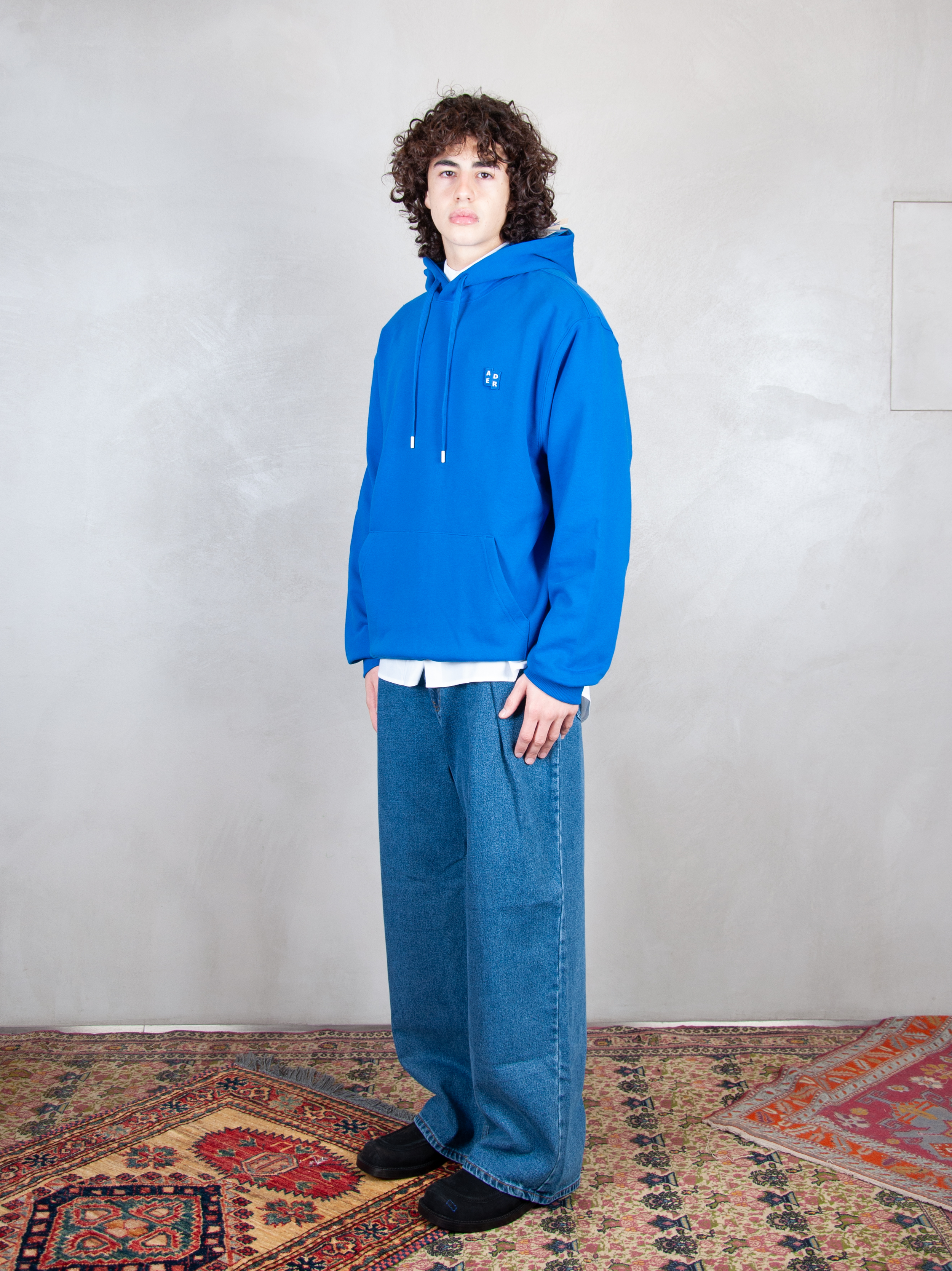 Ader Error Felpa Semi Oversized Hoodie BMSGFYHD0101 BL-BLUE Ader Error 