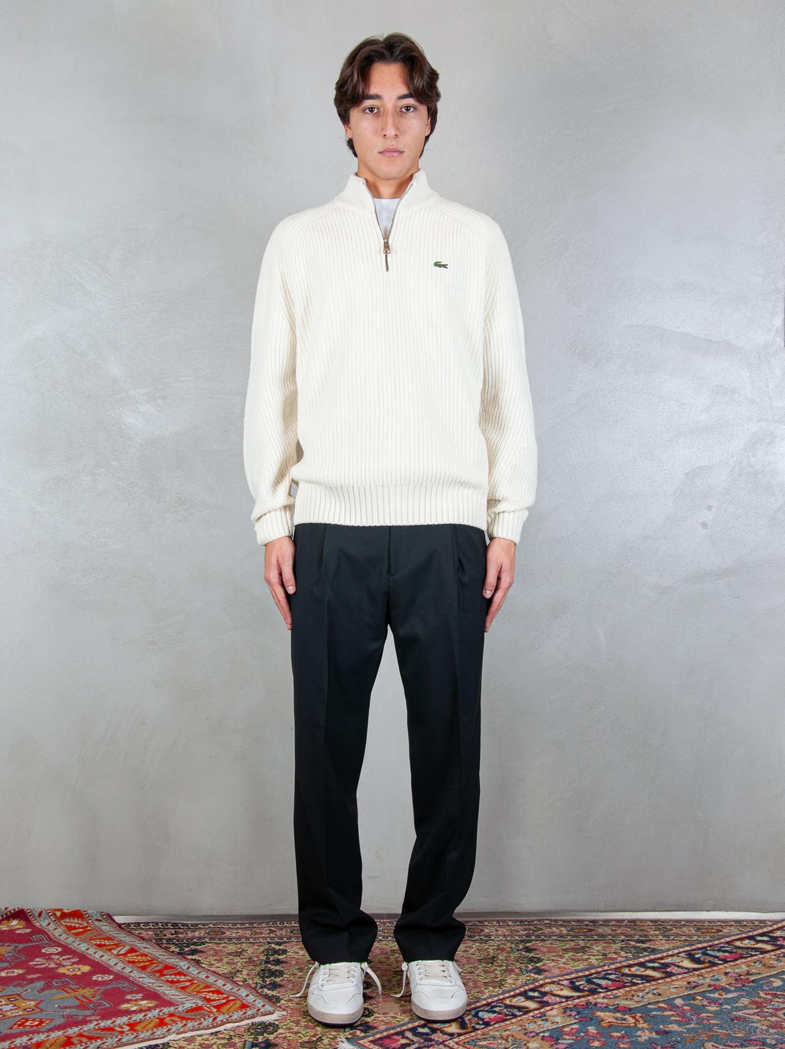 Lacoste Maglione half zip a coste in lana cardata AH3134 XFJ Lacoste 