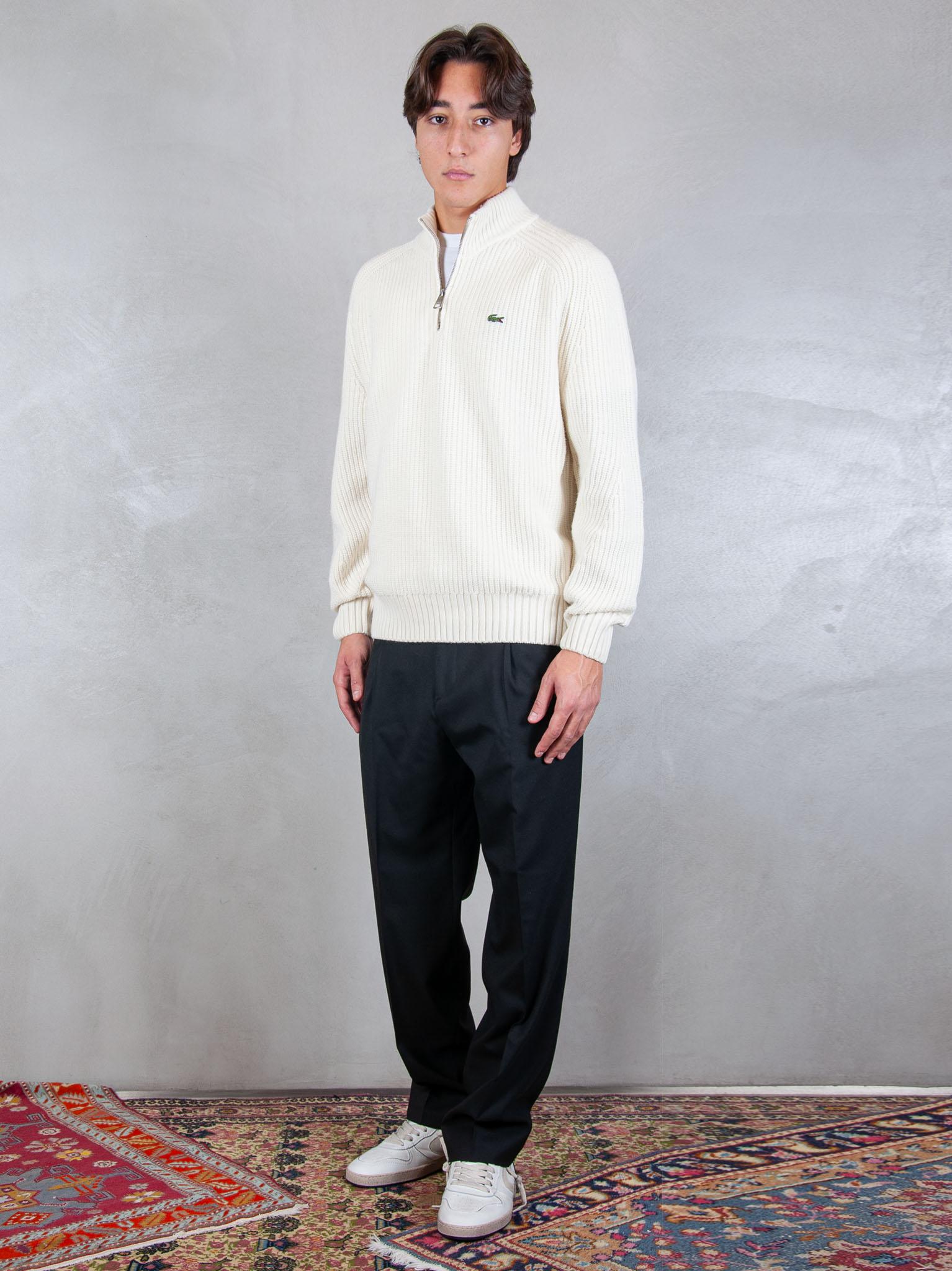 Lacoste Maglione half zip a coste in lana cardata AH3134 XFJ Lacoste 