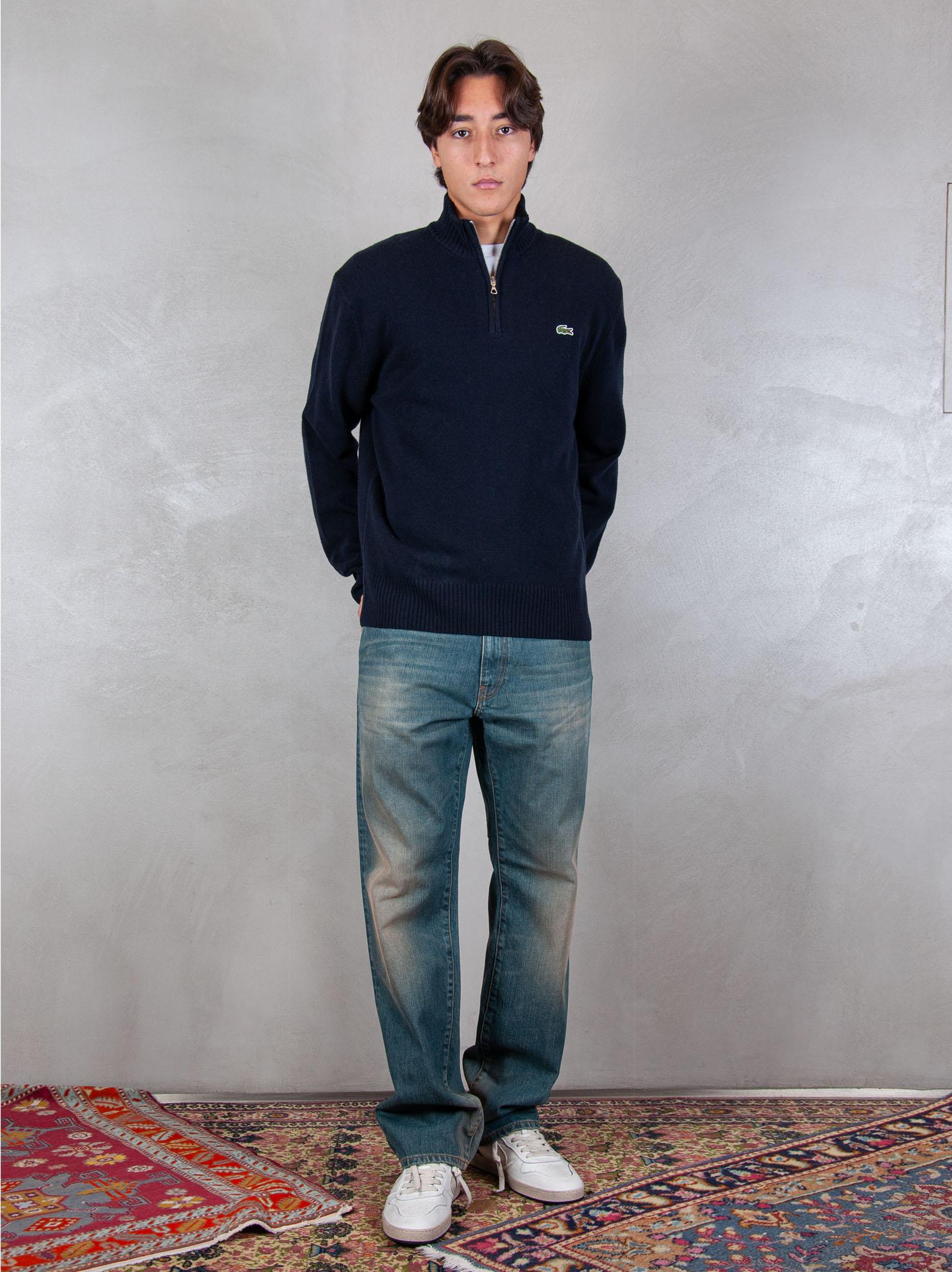 Lacoste Maglione half zip in lana cardata AH3052 166 Lacoste 