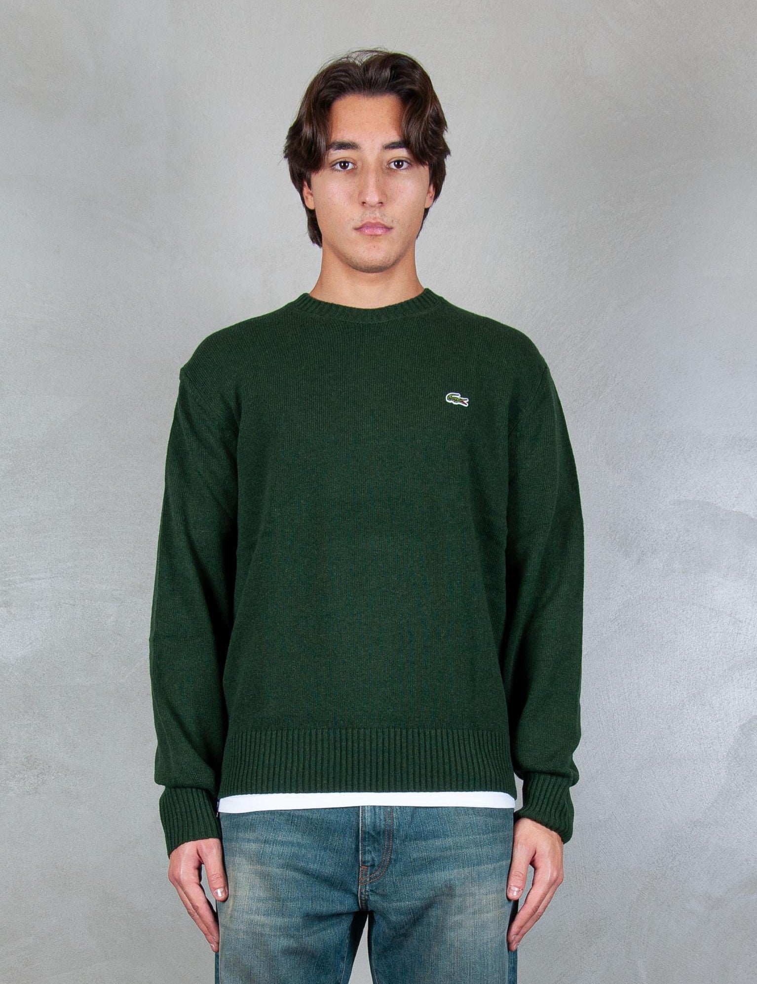 >Maglia girocollo in lana cardata AH2916 YZP Lacoste 