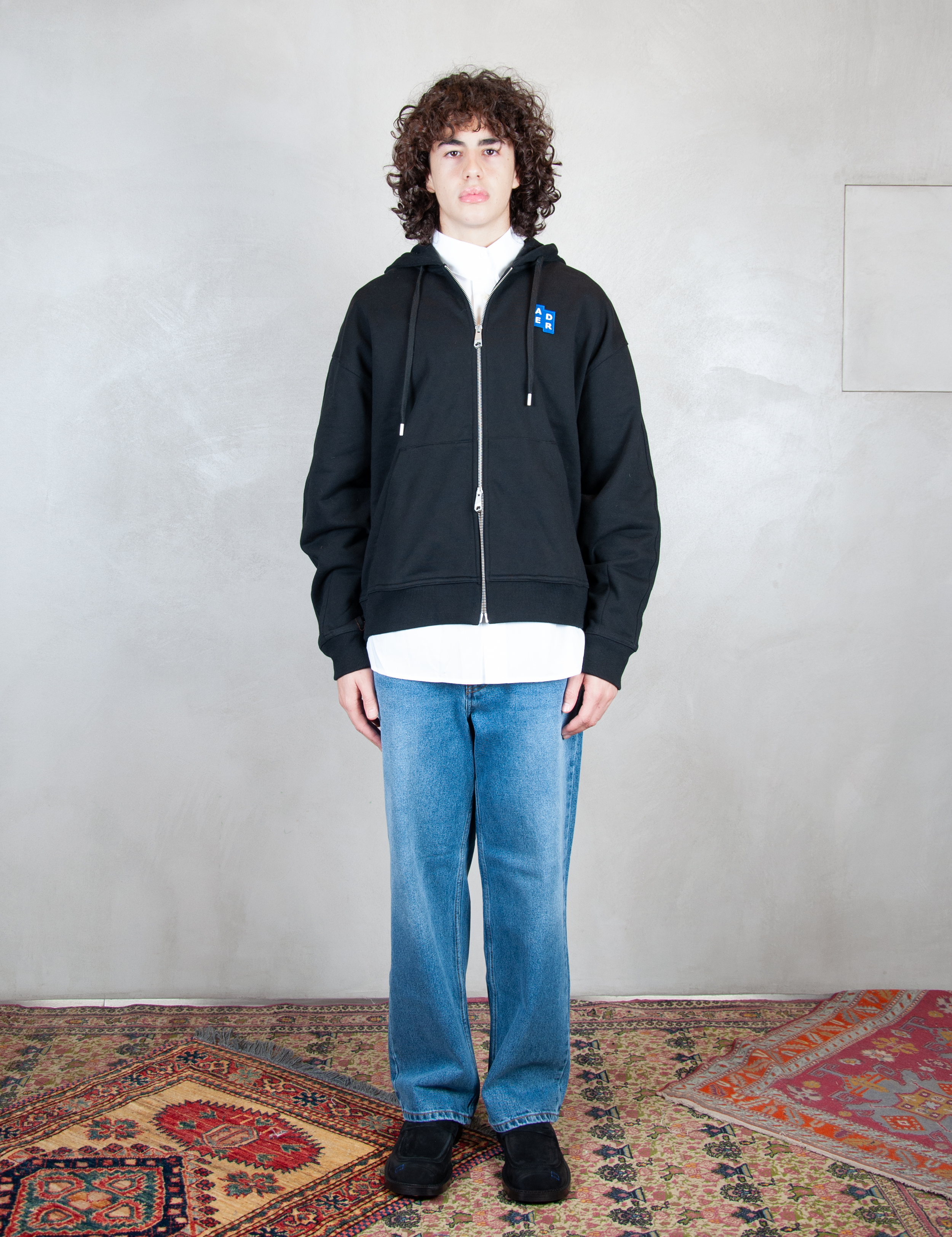 >Semi Oversized Zipped Hoodie BM42FYHD0401 BK-BLACK Ader Error 