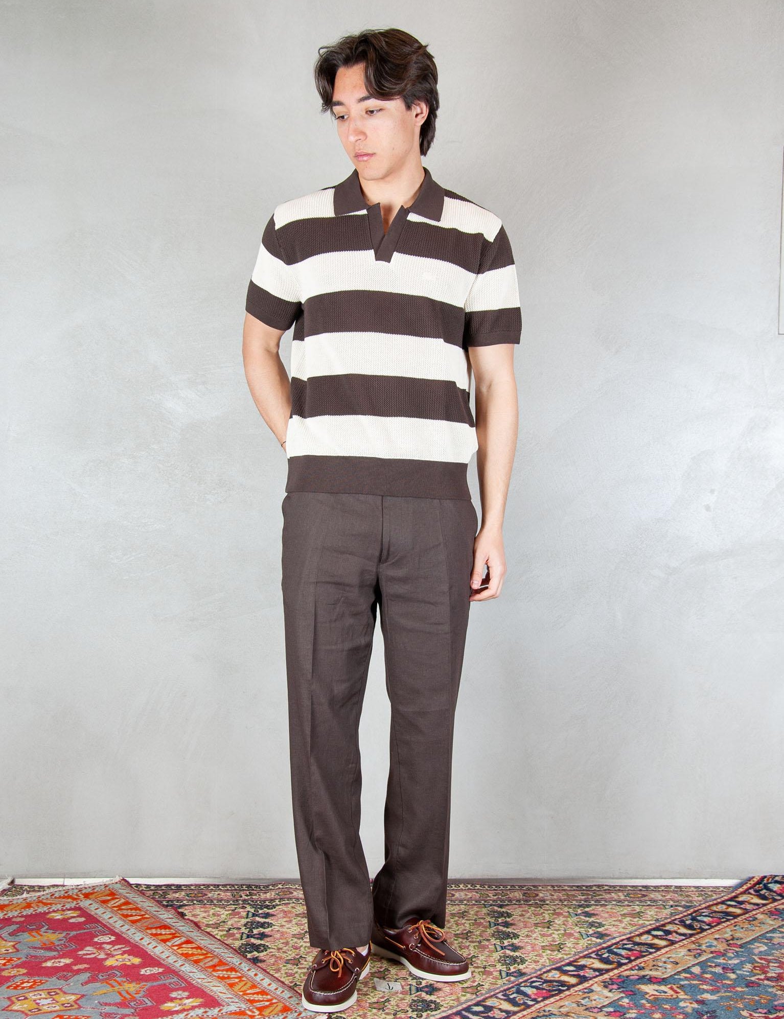 >Pantalone Regular Lino PA3703 MORO I'm Brian 