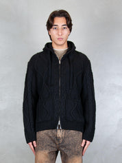 I'M Brian <BR/>Maglia zip treccia MA3403 NERO I'm Brain 
