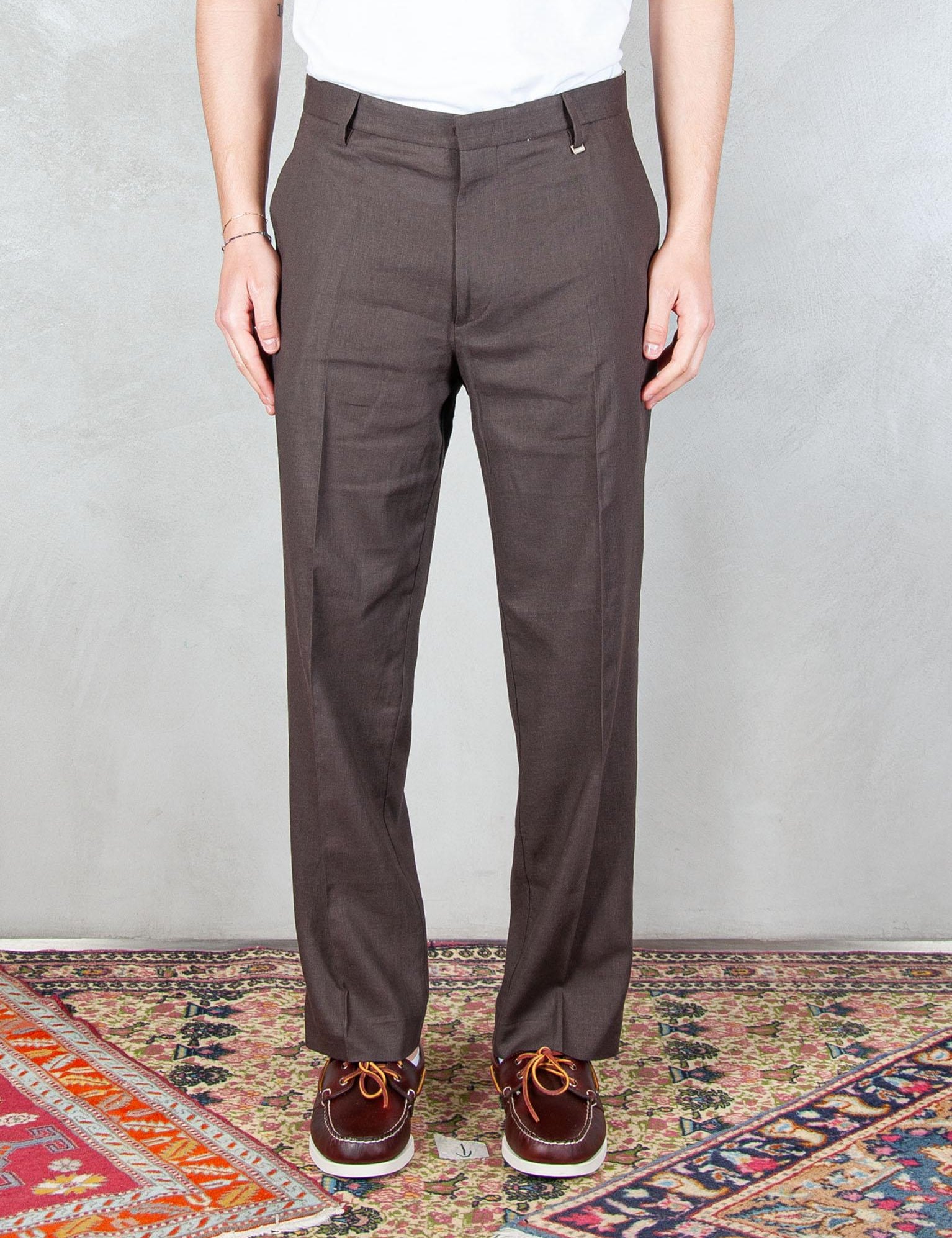 >Pantalone Regular Lino PA3703 MORO I'm Brian 