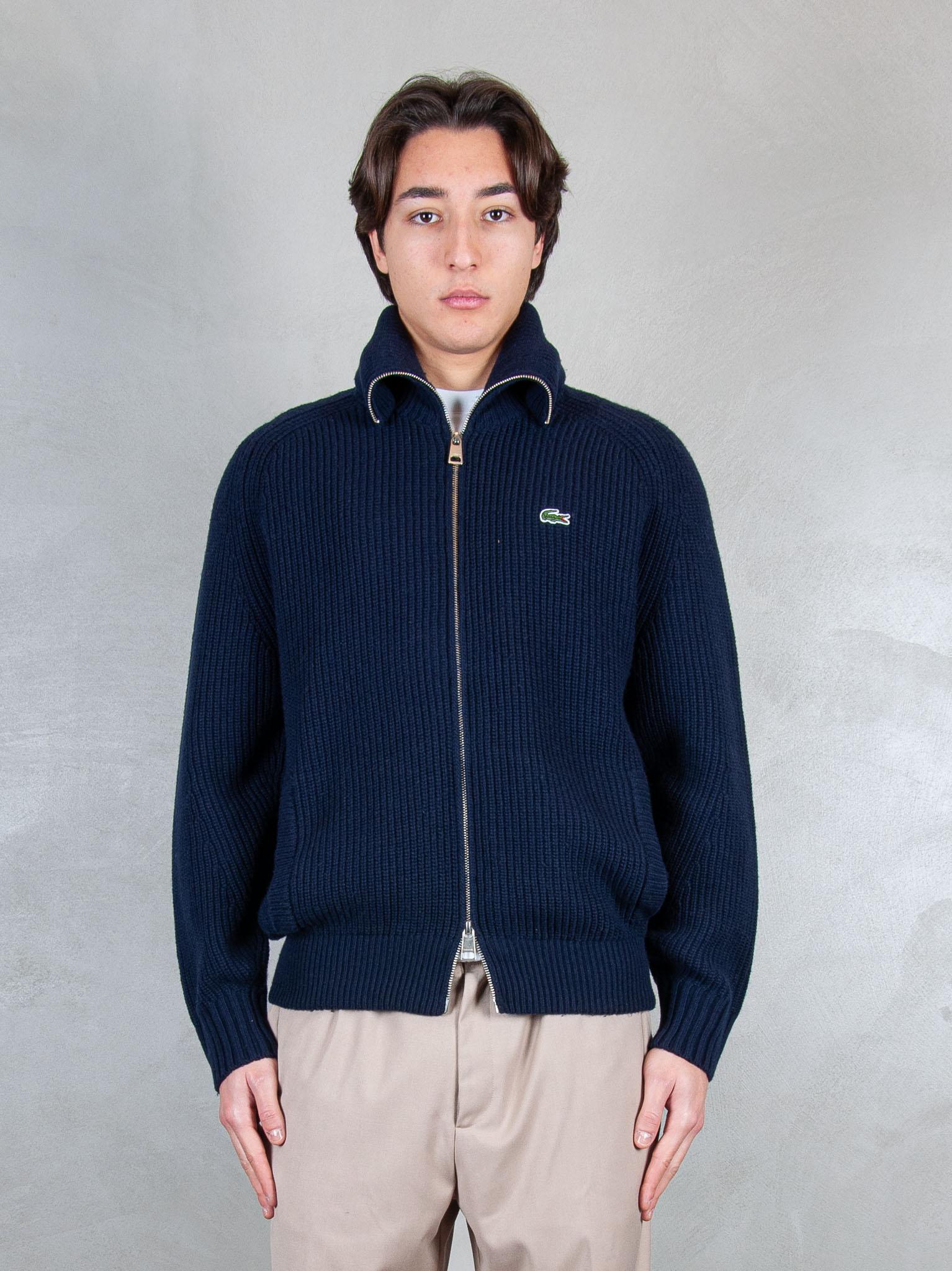 Lacoste Maglione zip a coste in lana cardata AH5175 166 Lacoste 