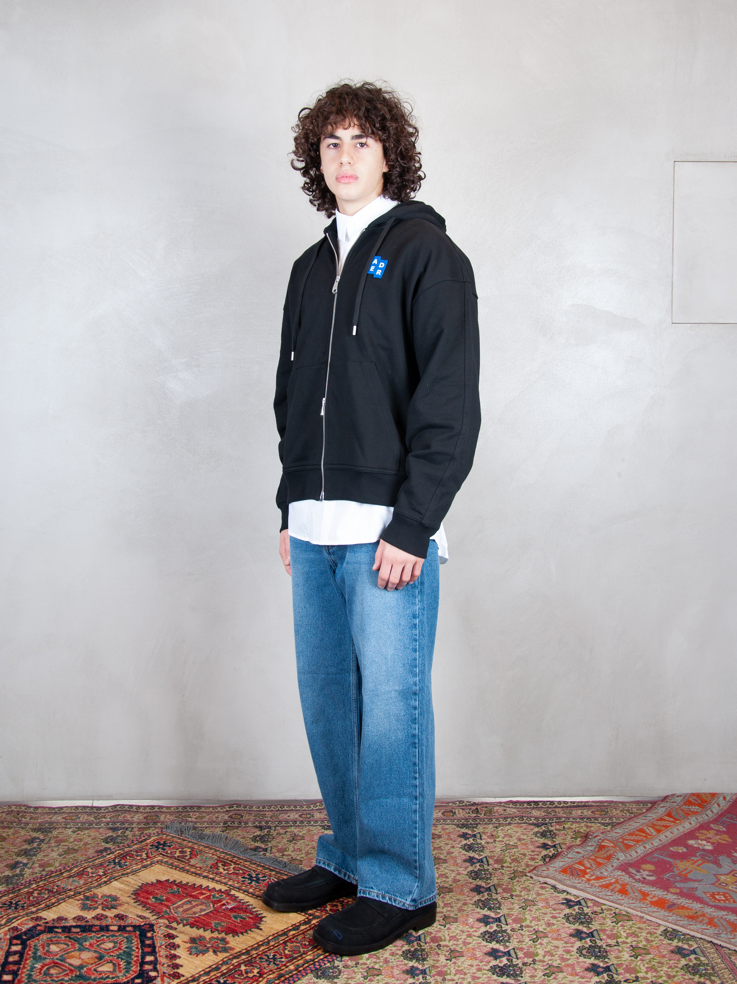 Ader Error Felpa Semi Oversized Zipped Hoodie BM42FYHD0401 BK-BLACK Ader Error 