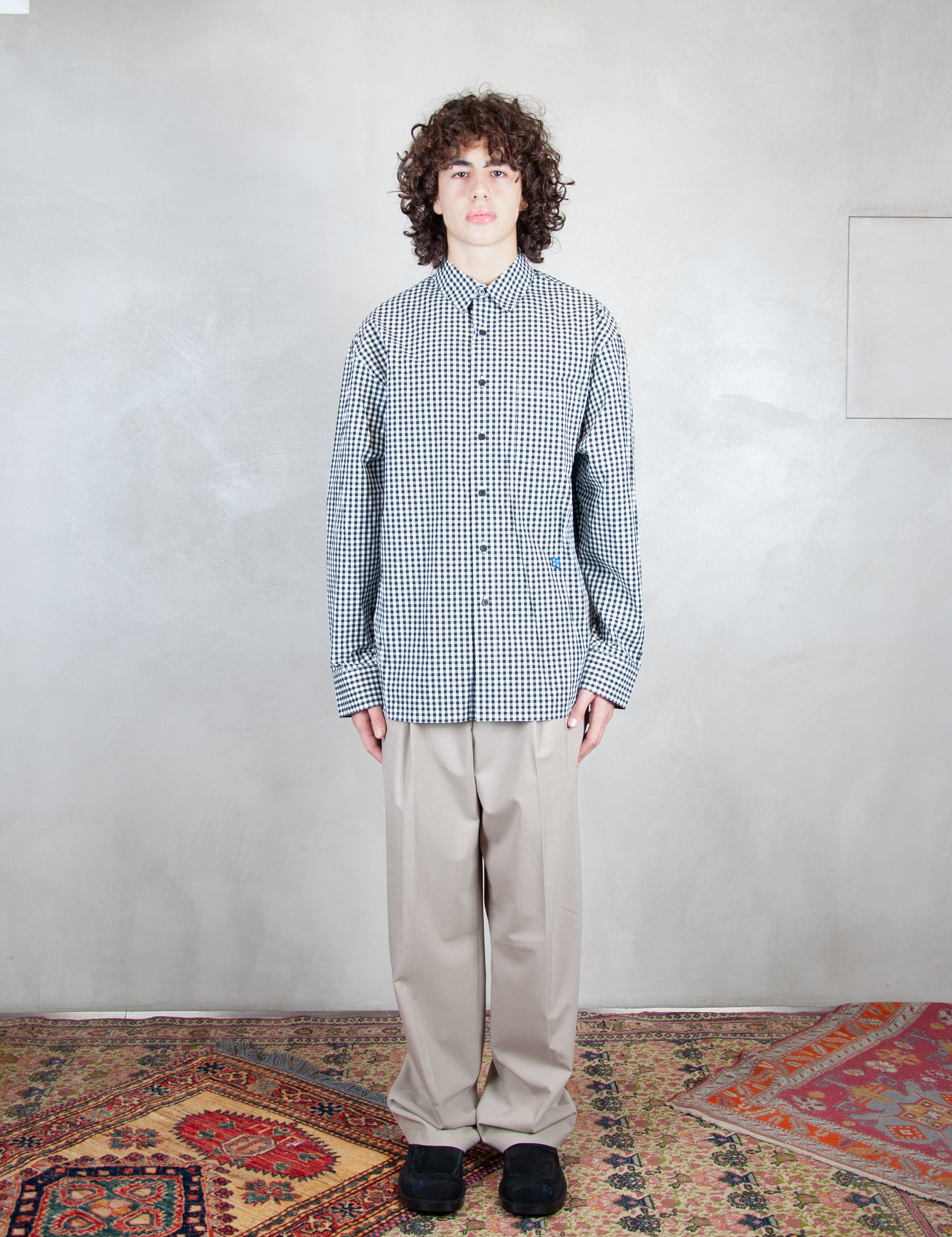 >Check Shirt BMSGFYSH0102 BK-NOIR Ader Error 