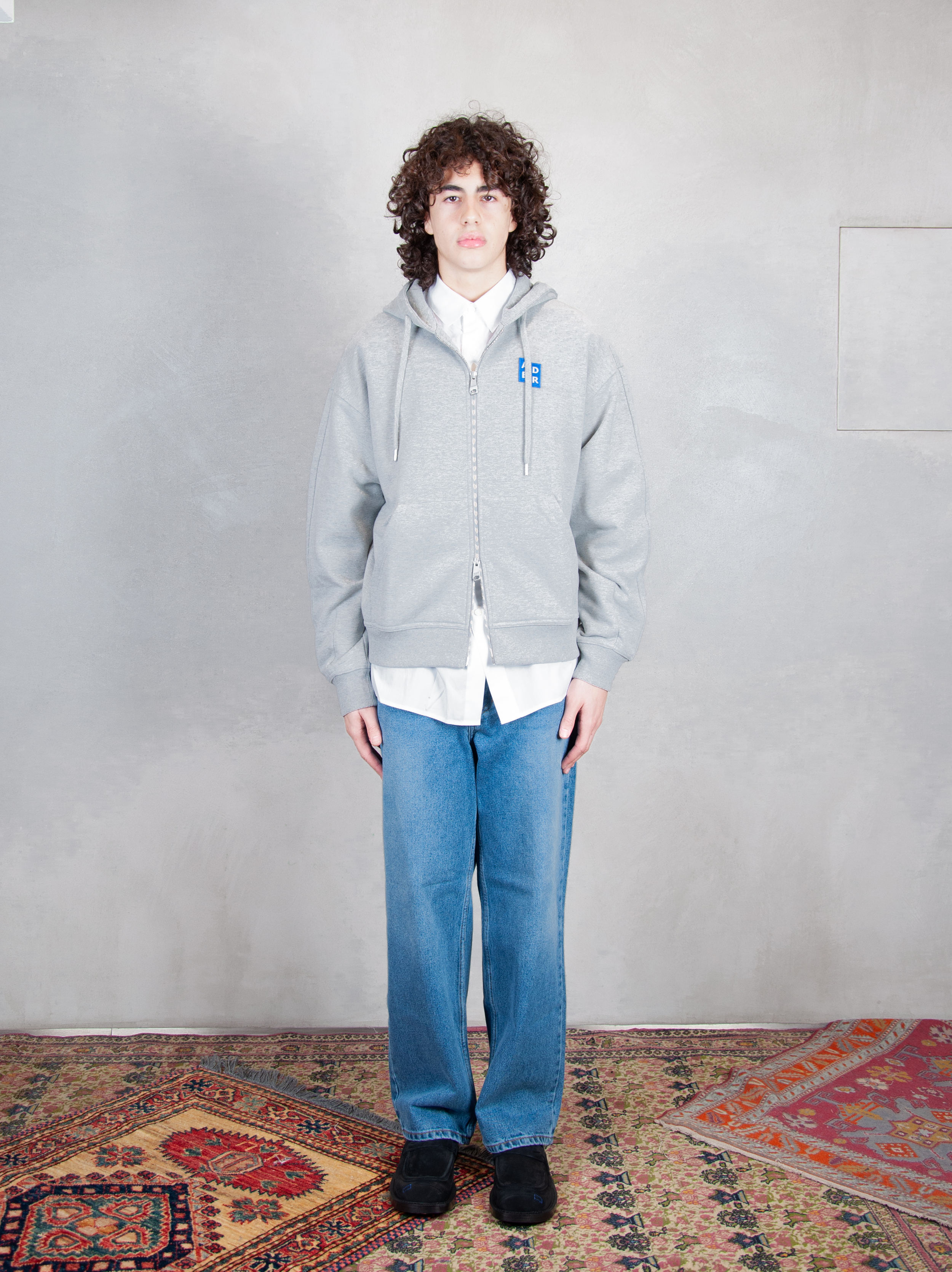 Ader Error Felpa Semi Oversized Zipped Hoodie BM42FYHD0401 GR-GREY Ader Error 